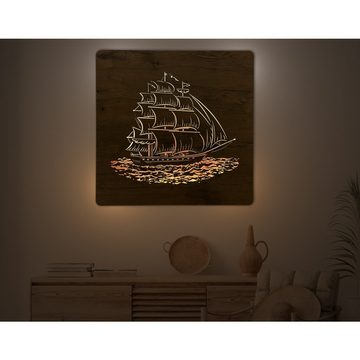 WohndesignPlus LED-Bild LED-Wandbild "Segelboot" 70cm x 70cm mit 230V, Wasser, DIMMBAR! Viele Größen und verschiedene Dekore sind möglich.