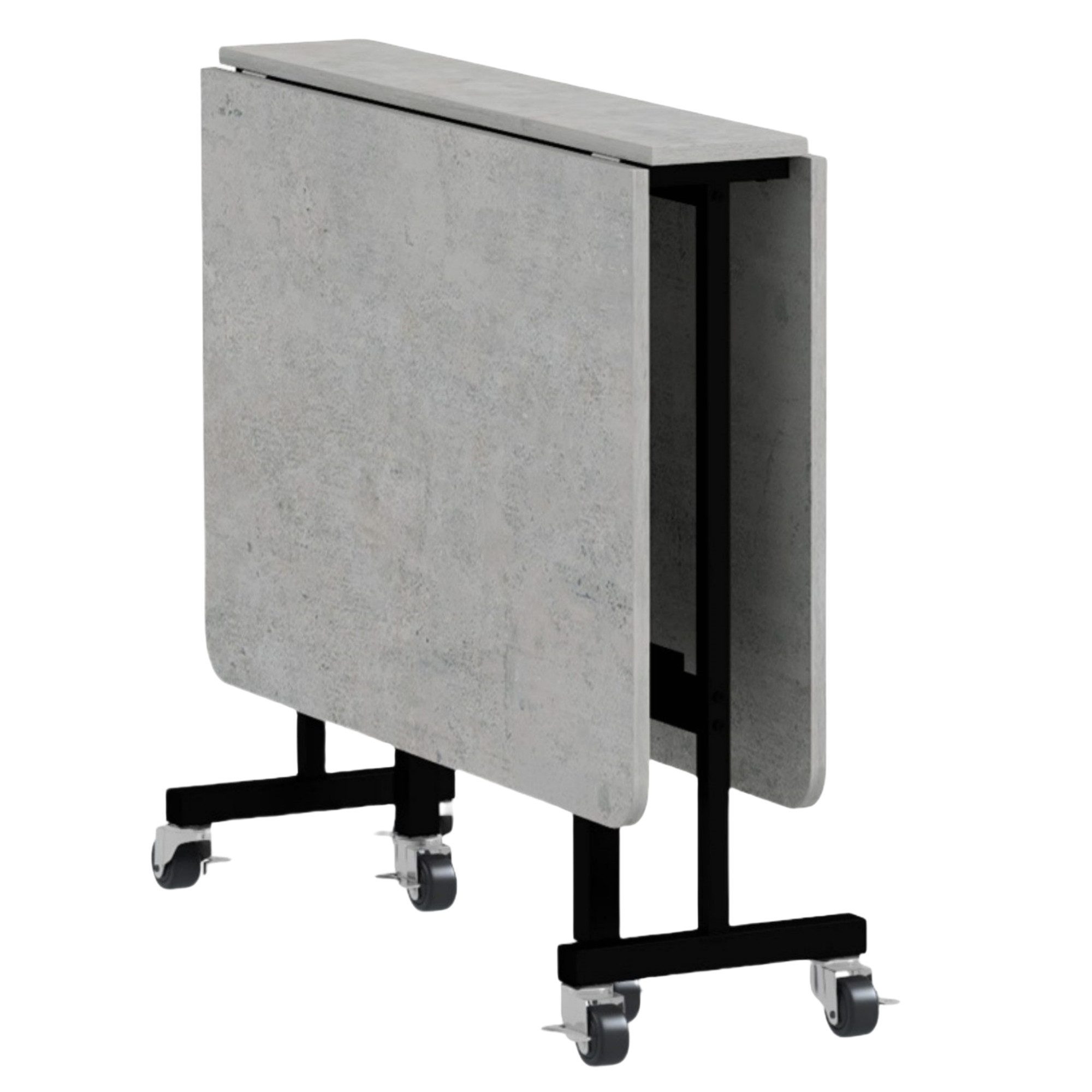 BBWL Klapptisch Klapptisch mit Rollen, ausziehbarer Esstisch für 4–6 Personen (platzsparend & mobil, Maße 52,5–120 x 80 x 73 cm, Stahlbeine, modern & funktional für Küche, Esszimmer oder Büro, multifunktional als Esstisch, Arbeitstisch oder Beistelltisch, leicht verschiebbar, zusammenklappbar zur platzsparenden Aufbewahrung, max. Belastung 50 kg)