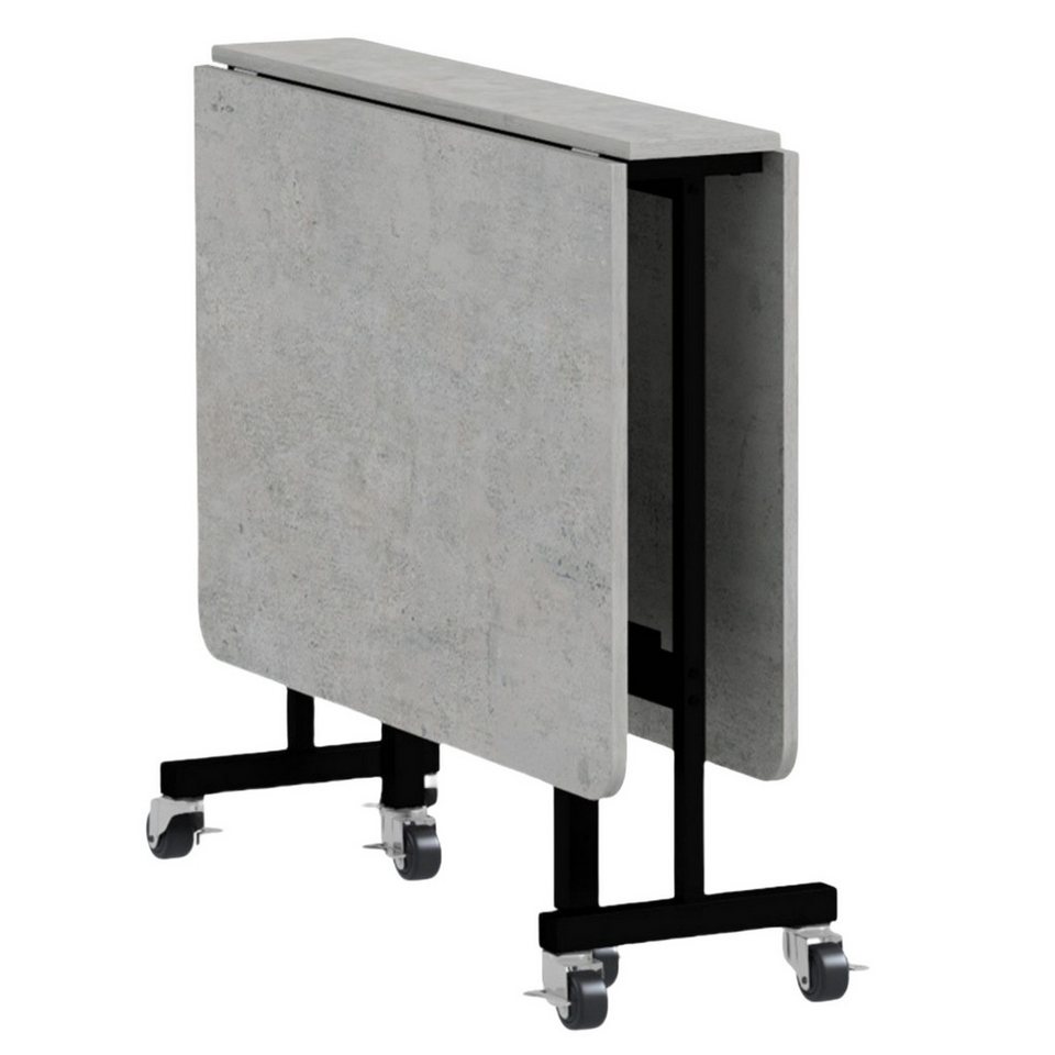 BBWL Klapptisch mit Rollen, ausziehbarer Küchentisch für 4–6 Personen (platzsparend, Stahlbeine, 120 x 80 x 73 cm), Klappbarer Esstisch