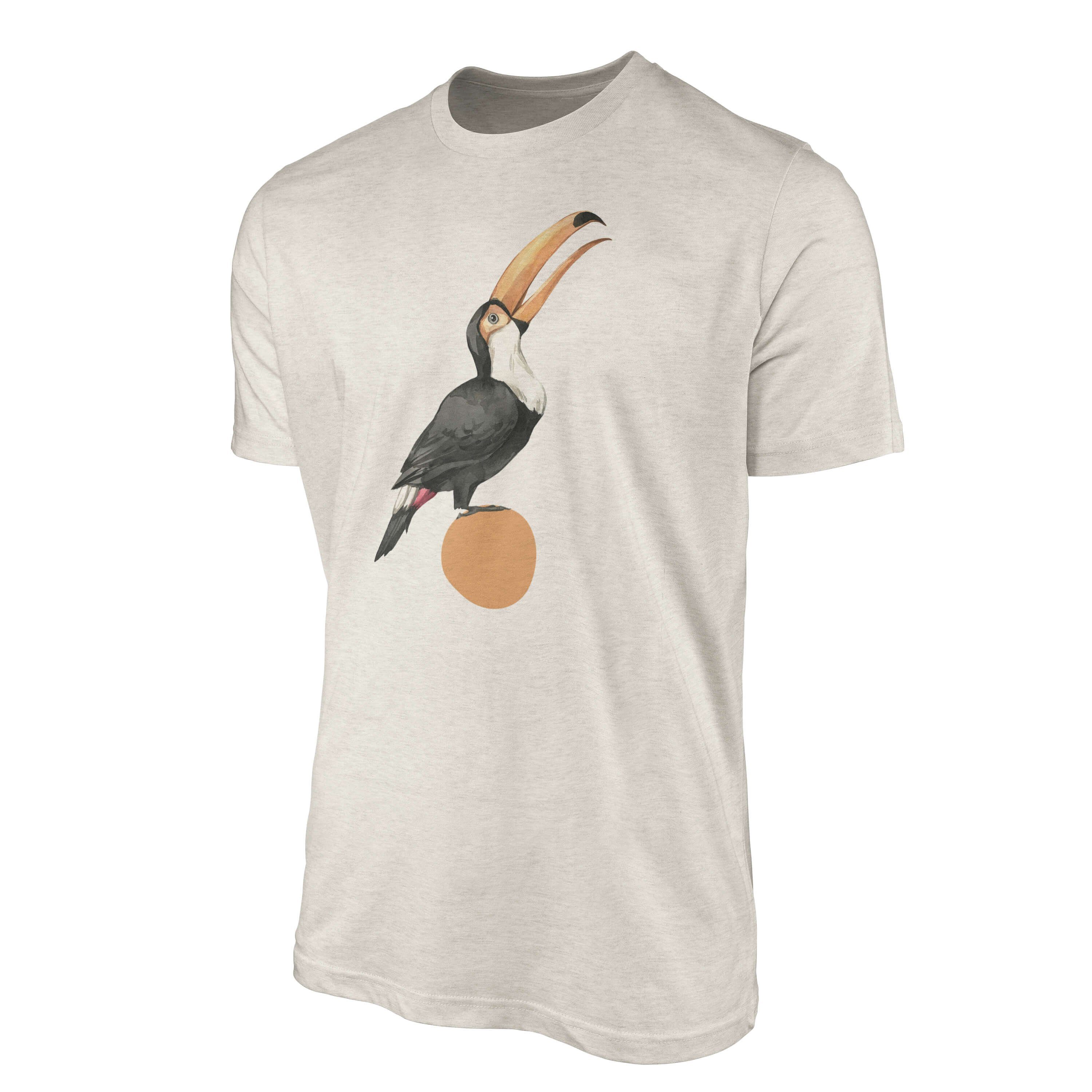 Sinus Art T-Shirt Herren Shirt Organic T-Shirt Aquarell Motiv Tukan Vogel Bio-Baumwolle Ökomode Nachhaltig Farbe (1-tlg)