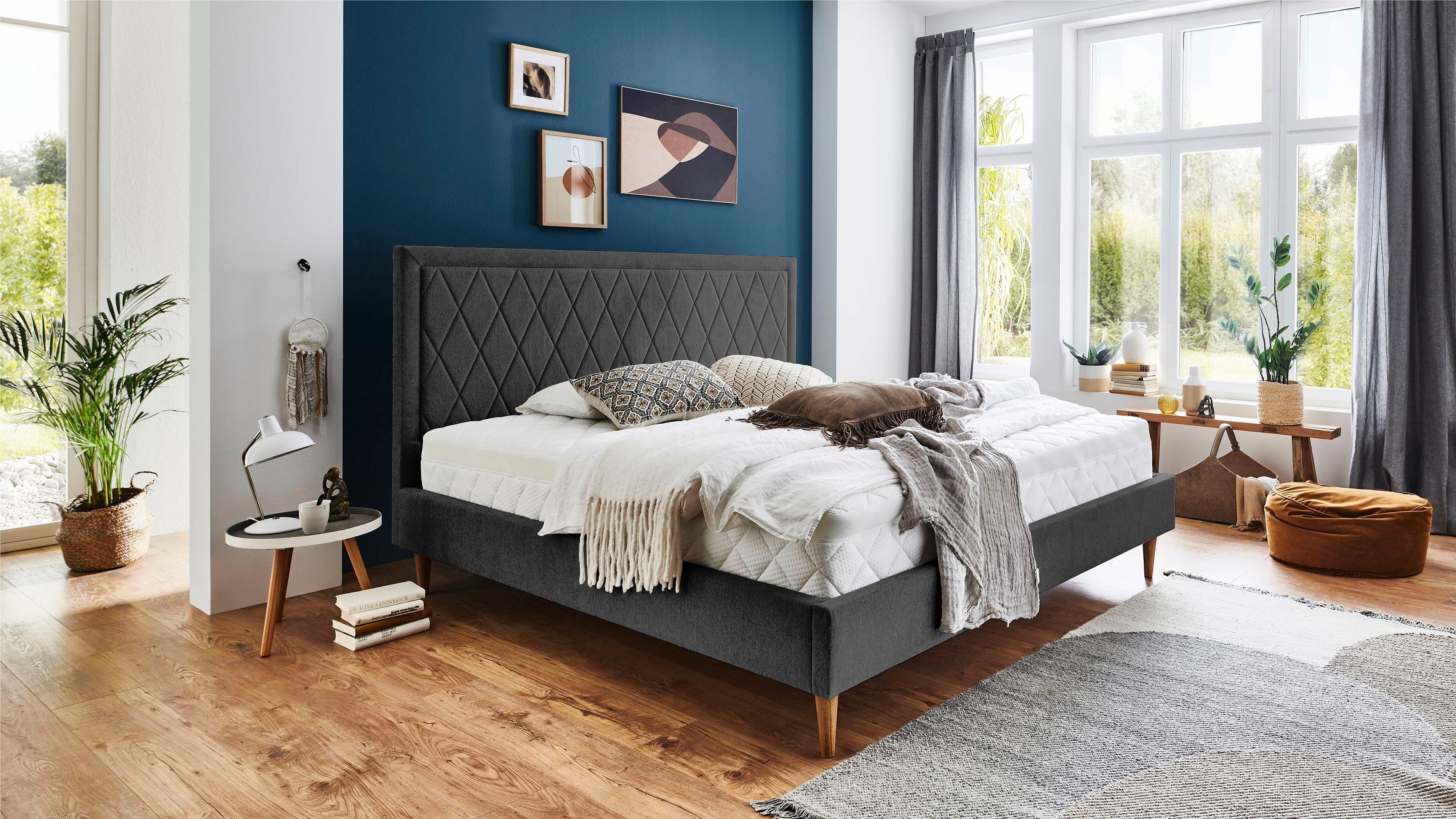 ATLANTIC home collection Polsterbett Paulin, mit gestepptem Kopfteil