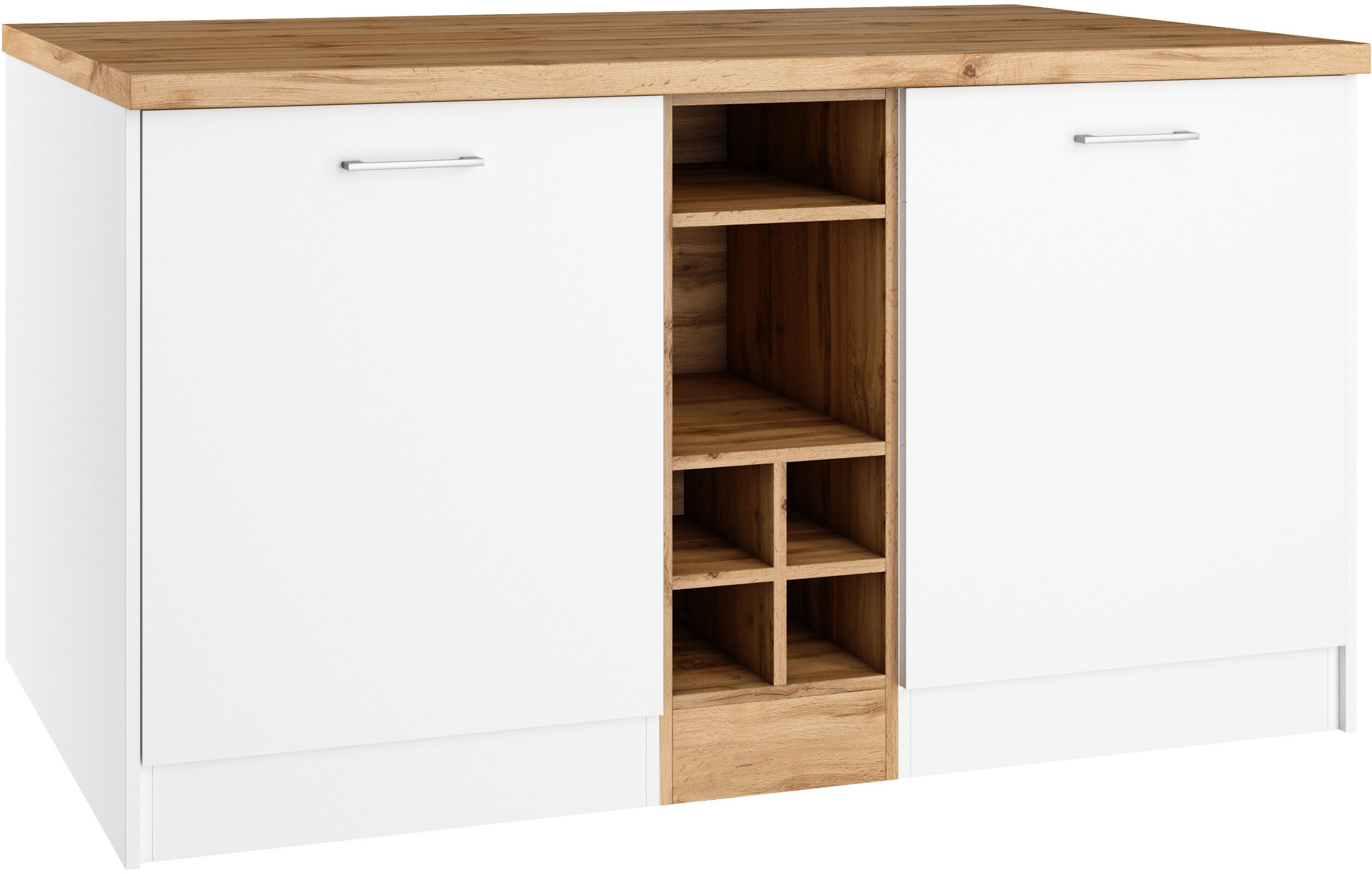 KOCHSTATION Кухніinsel KS-Milan, Stellmaß 153/100 cm, viel Stauraum, Lebensmittelpunkt: Küche
