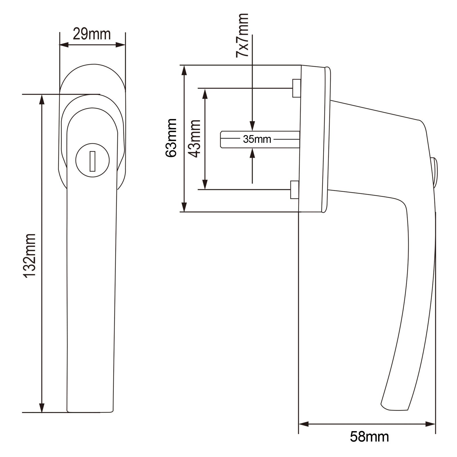 monzana Fenstergriff, 2x, Abschließbar Edelstahl 35mm Stiftlänge Fensterbeschlag Kindersicherung