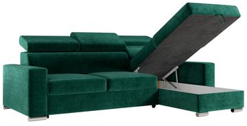 MKS MÖBEL Ecksofa FOX, Wohnlandschaft - L - Form Couch mit Schlaffunktion, Bettkasten
