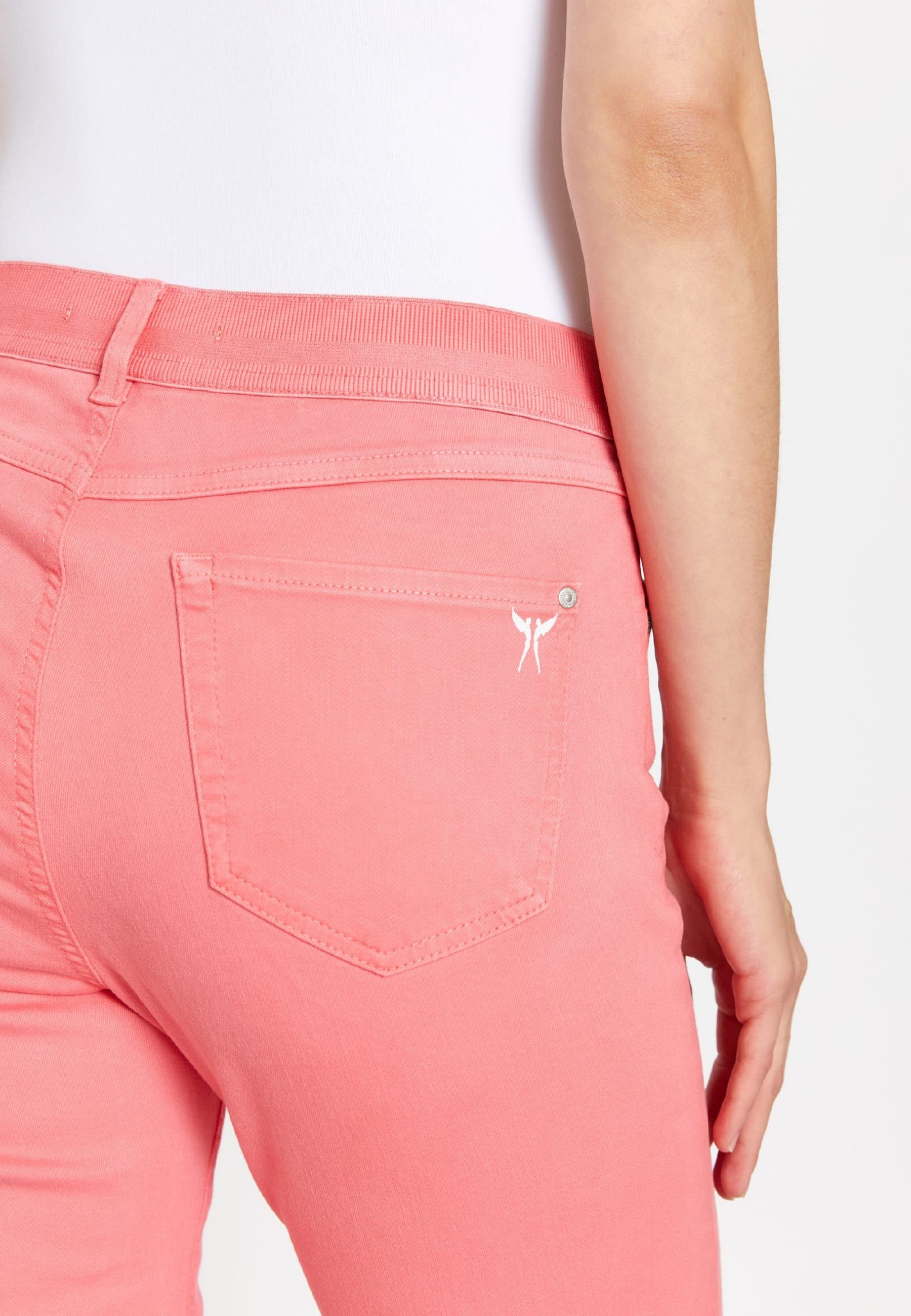 ANGELS Slim-fit-Jeans Jeans OSFA Crop Coloured mit Denim mit pink Label-Applikationen