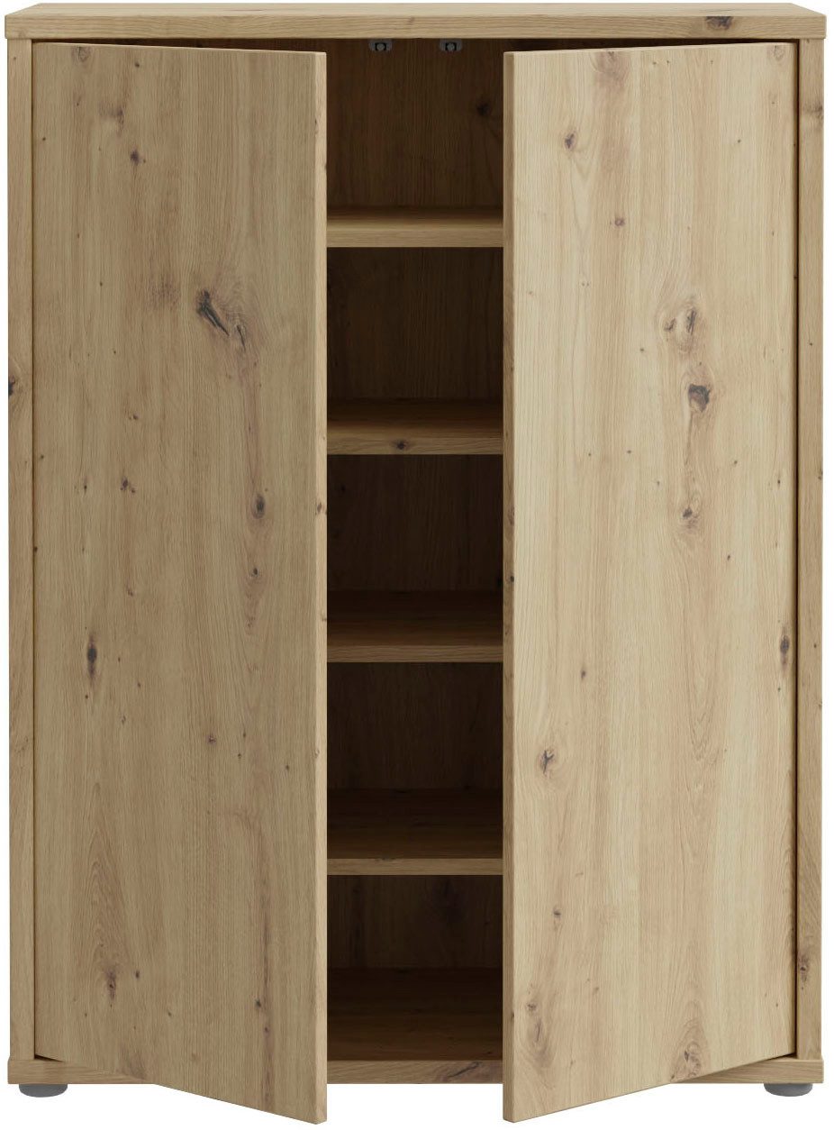 FORTE Schuhschrank Alice Springs, Schuhschrank, Platz für 15 Paar Schuhe, 2 Türen (B/H/T 74,5/99,1/34,9 cm) Stauraumschrank, Mehrzweckschrank, grifflose Front, Push to open