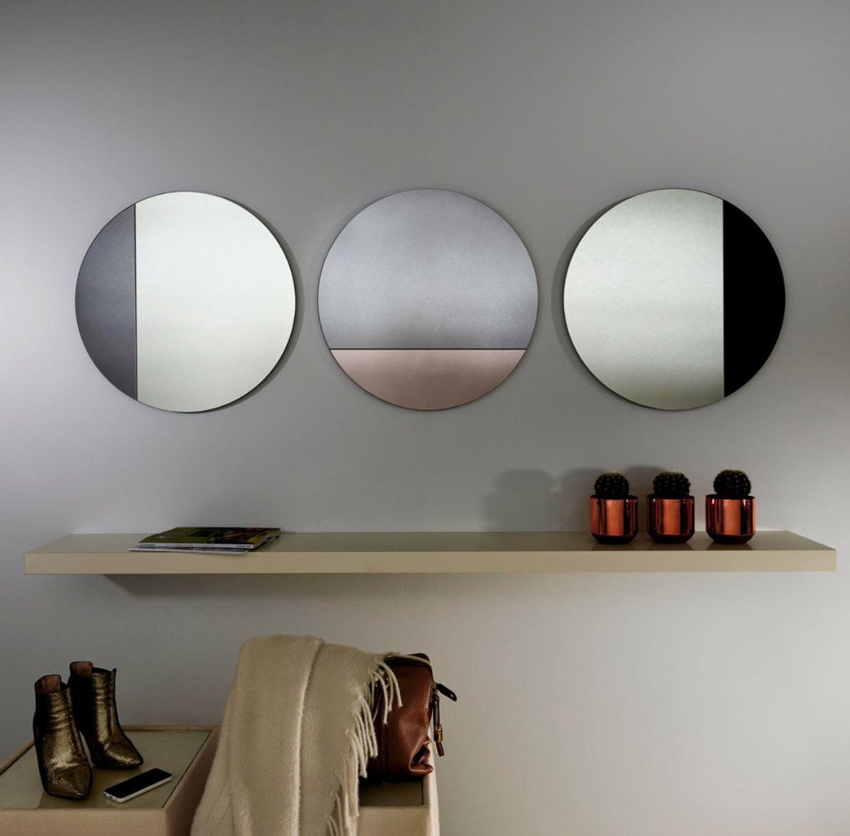 58 Spiegel Spiegel Ø - Padrino Designermöbel Accessoires Schwarz Luxus & Casa cm