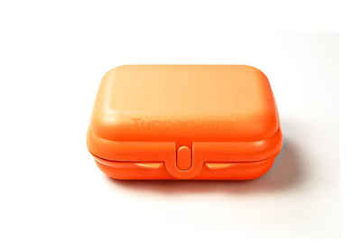 TUPPERWARE Lunchbox Twin dunkel orange Dose Behälter Größe 2 +SPÜLTUCH
