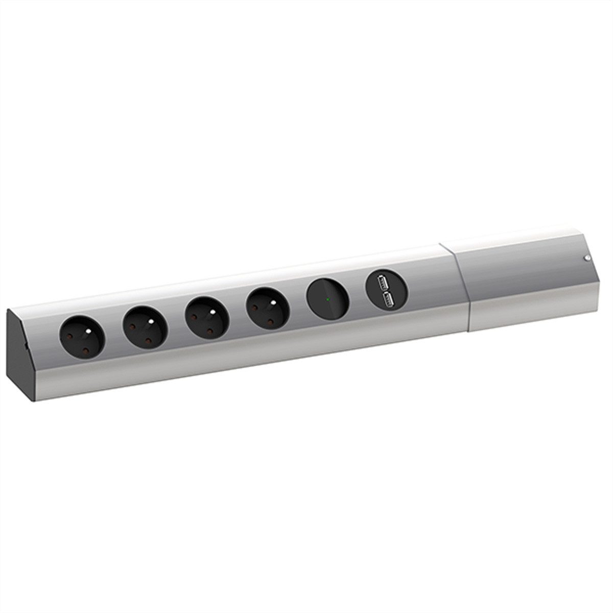 Bachmann CASIA 4xUTE 1xSchalter 1xUSB Charger Strom 2m CEE7/7 Einbau-Tischsteckdosenleiste (Kabellänge 2 m)
