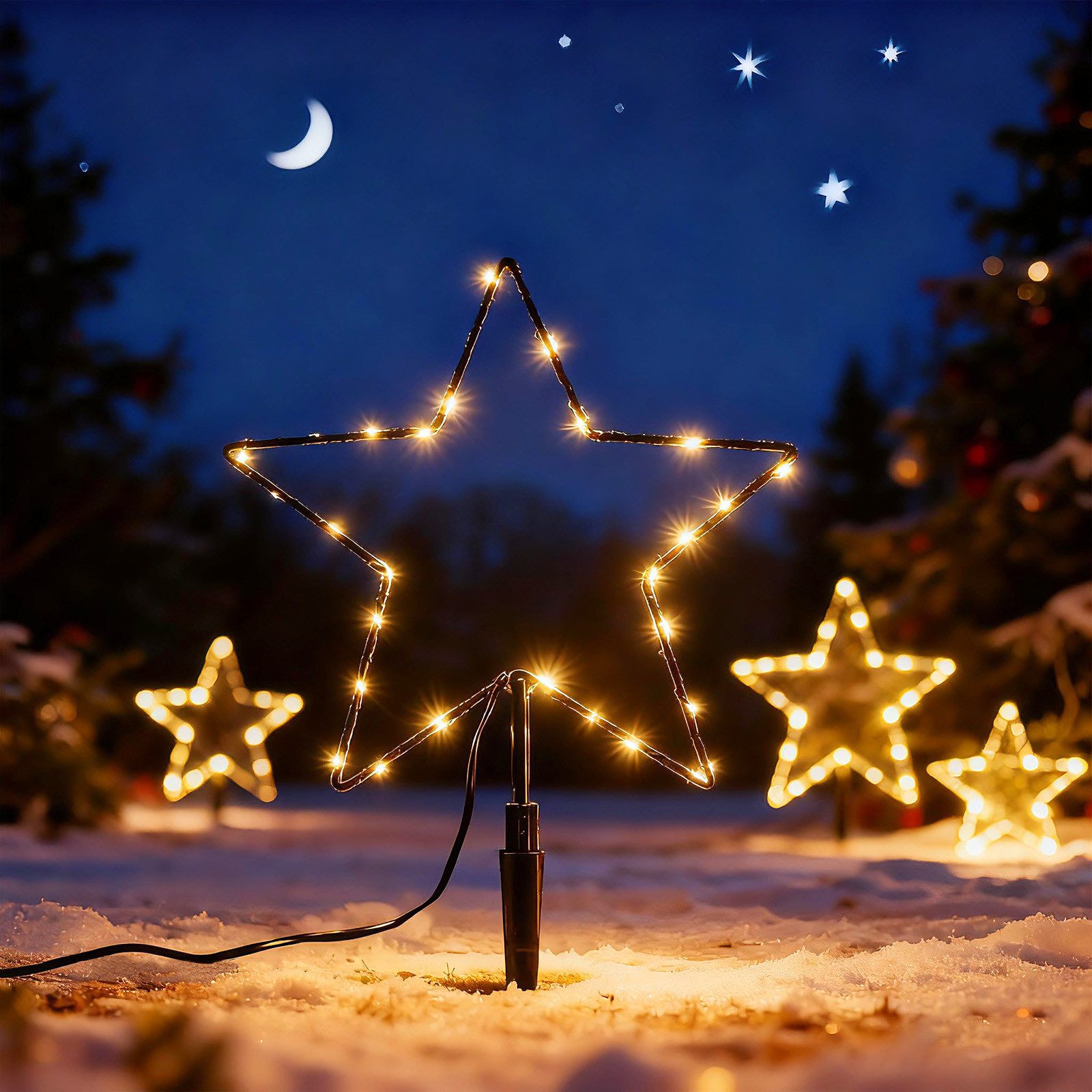 Salcar LED-Lichterkette LED Leuchtstäbe Stern Garten LED Leuchtstern 3 Stück/ 6 Stück Warmweiß, 60cm 6er Sterne LED