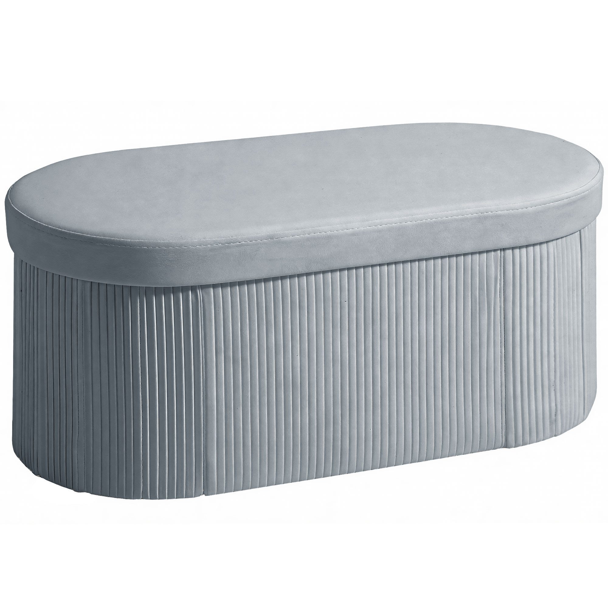 HOMCOM Sitzbank Polsterbank mit Deckel, Sitztruhe für Wohnzimmer, Dunkelgrau (Sitztruhe, 1-St., inkl. Aufbauanleitung), Faltbar, mit Stauraum, Samtoptik – Bild 2 von 5