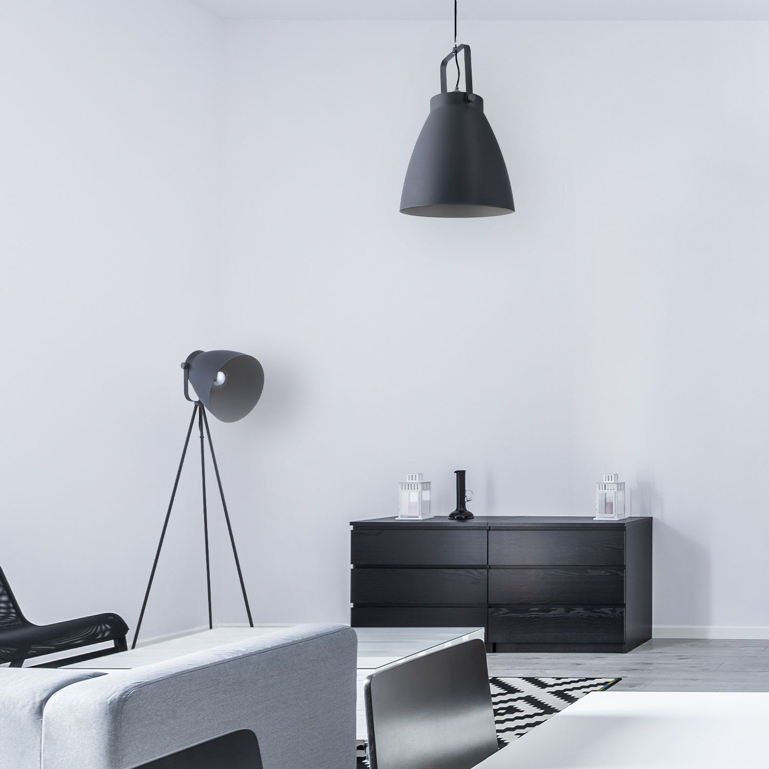 BOONE Scheinwerfer Pendelleuchte Design E27 Industrial Paco Home Leuchtmittel, PD, Modern Stehleuchte Wohnzimmer ohne