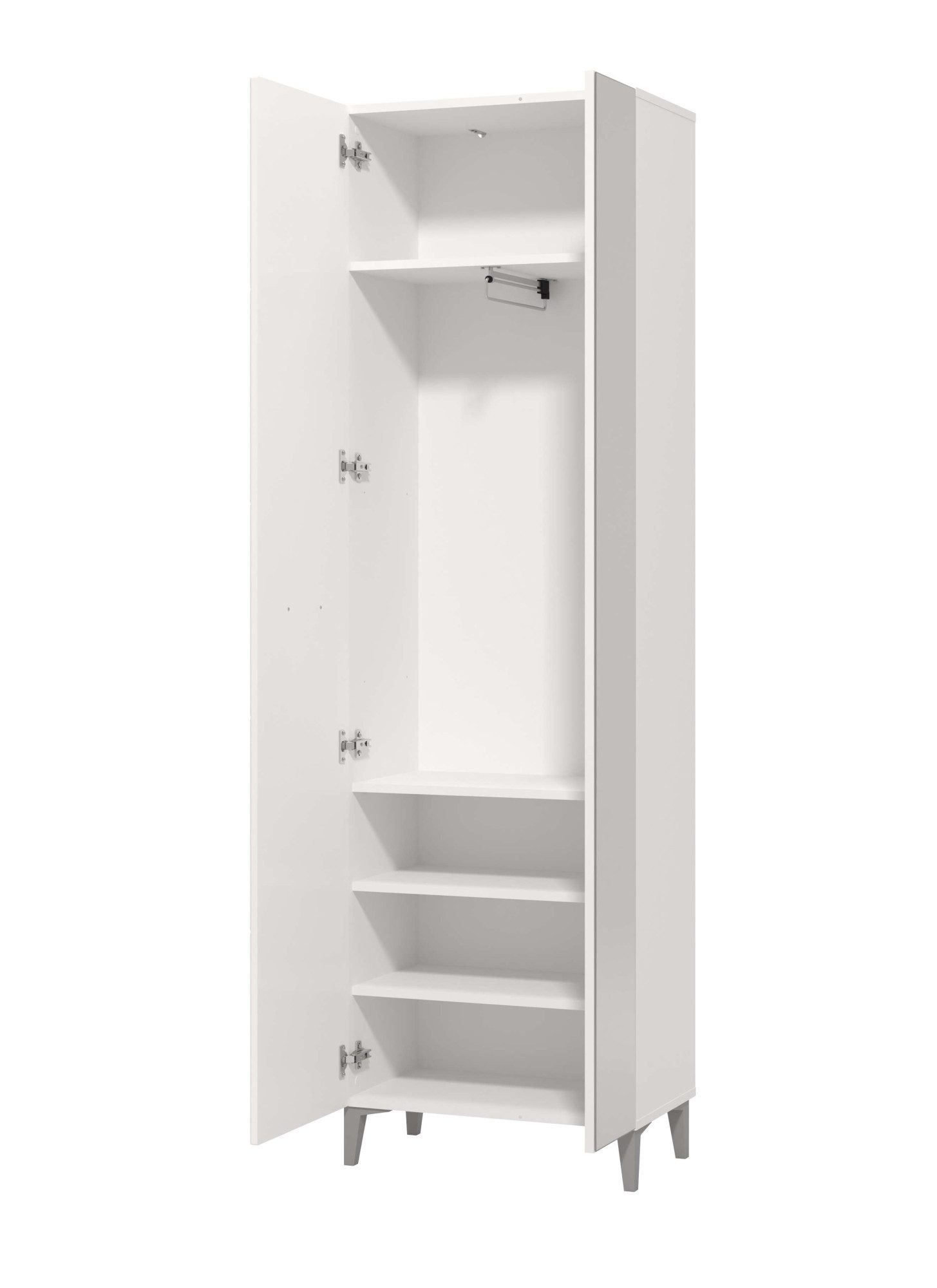 Home affaire Garderobenschrank Como, Kleiderschrank, Stauraumschrank, Flurschrank, Höhe 195 cm in Opaque Weiß mit MDF-beschichtet Fronten, mit Spiegel