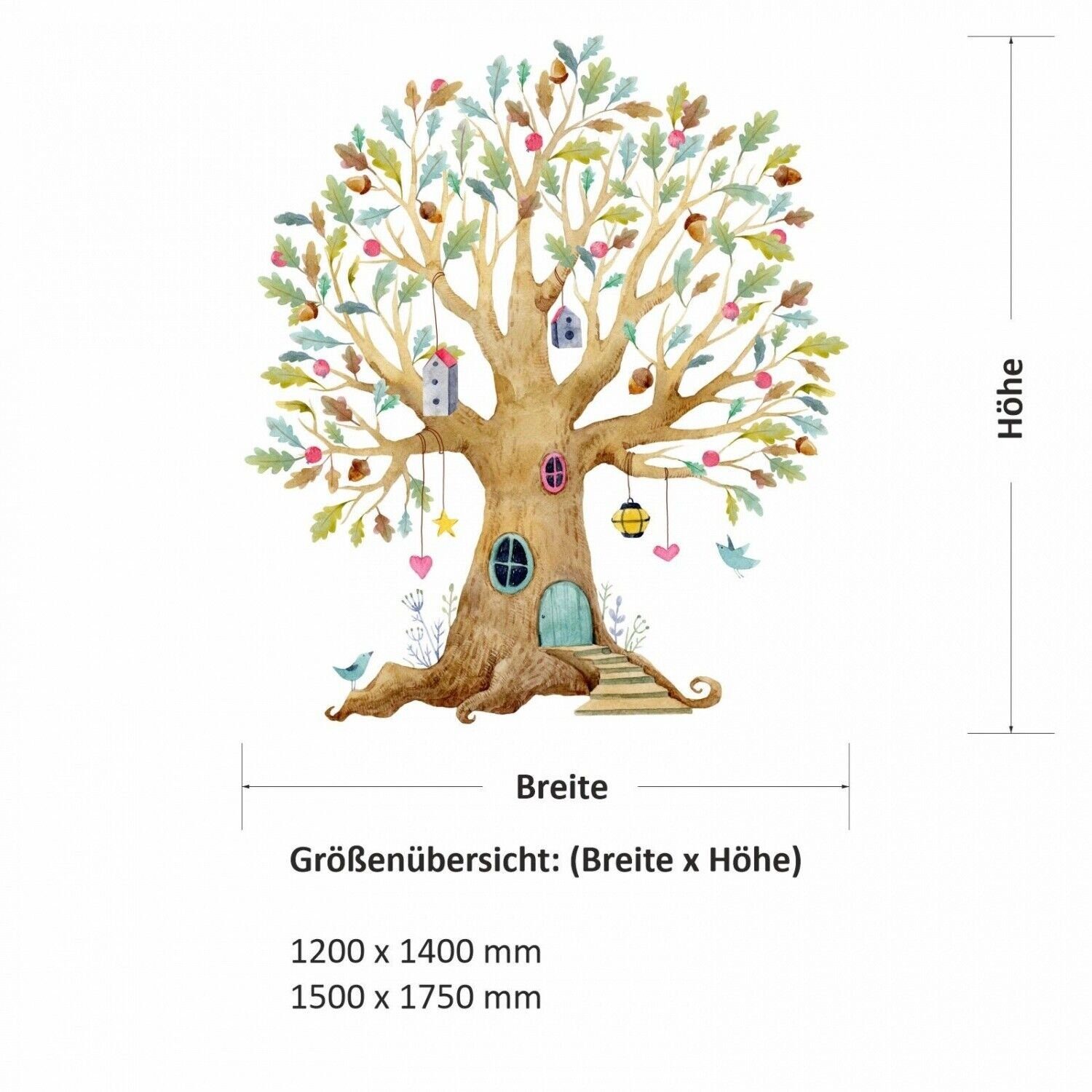 nikima Wandtattoo 241 Wandtattoo bunter Baum Eiche (PVC-Folie), In 2 vers. Größen