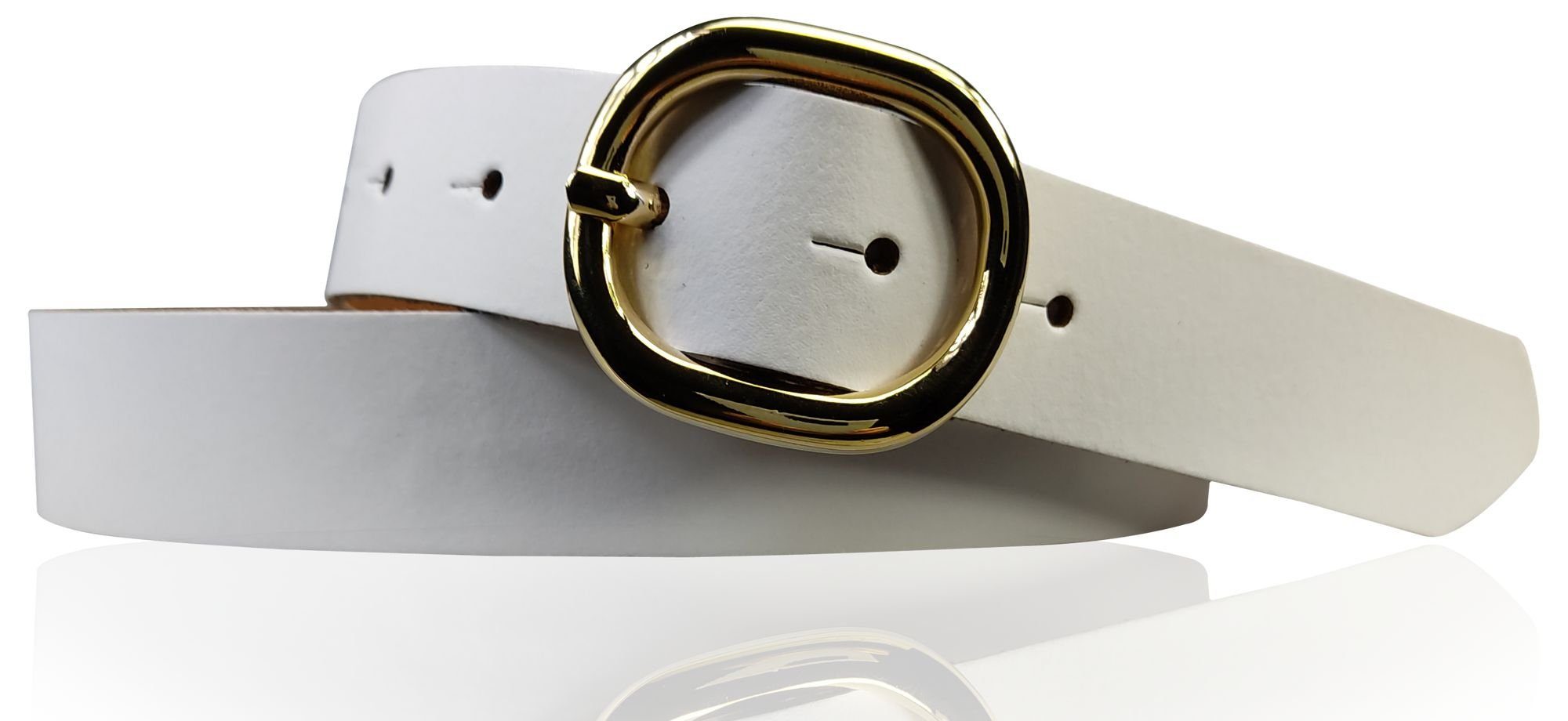 Ledergürtel ovale 18621 cm Weiß plastikfrei goldene Hüftgürtel FRONHOFER 3 Schnalle, echt Damengürtel