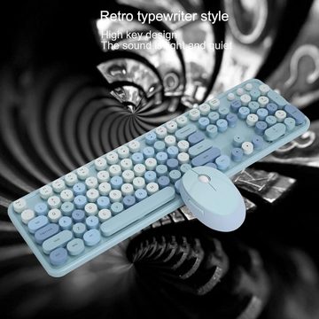 Goshyda Mit Vielseitiger Anwendbarkeit Tastatur- und Maus-Set, Effiziente Bürotastatur mit 104 Tasten, Retro-Design, Plug-and-Play