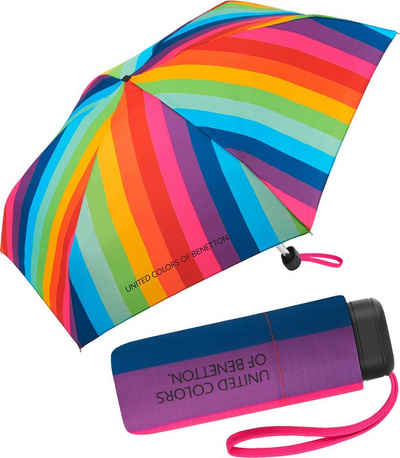 United Colors of Benetton Langregenschirm stabiler, winziger Taschenschirm mit Handöffner, mit buntem Streifen-Muster - Spectral Stripes