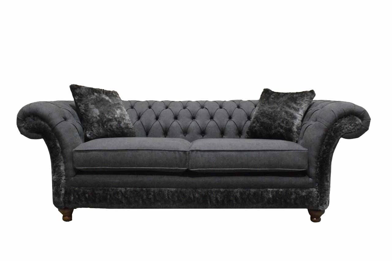 Chesterfield JVmoebel Sofa Couch, 3-Sitzer in Europe Couch Made Luxus Polster Schwarzer Dreisitzer