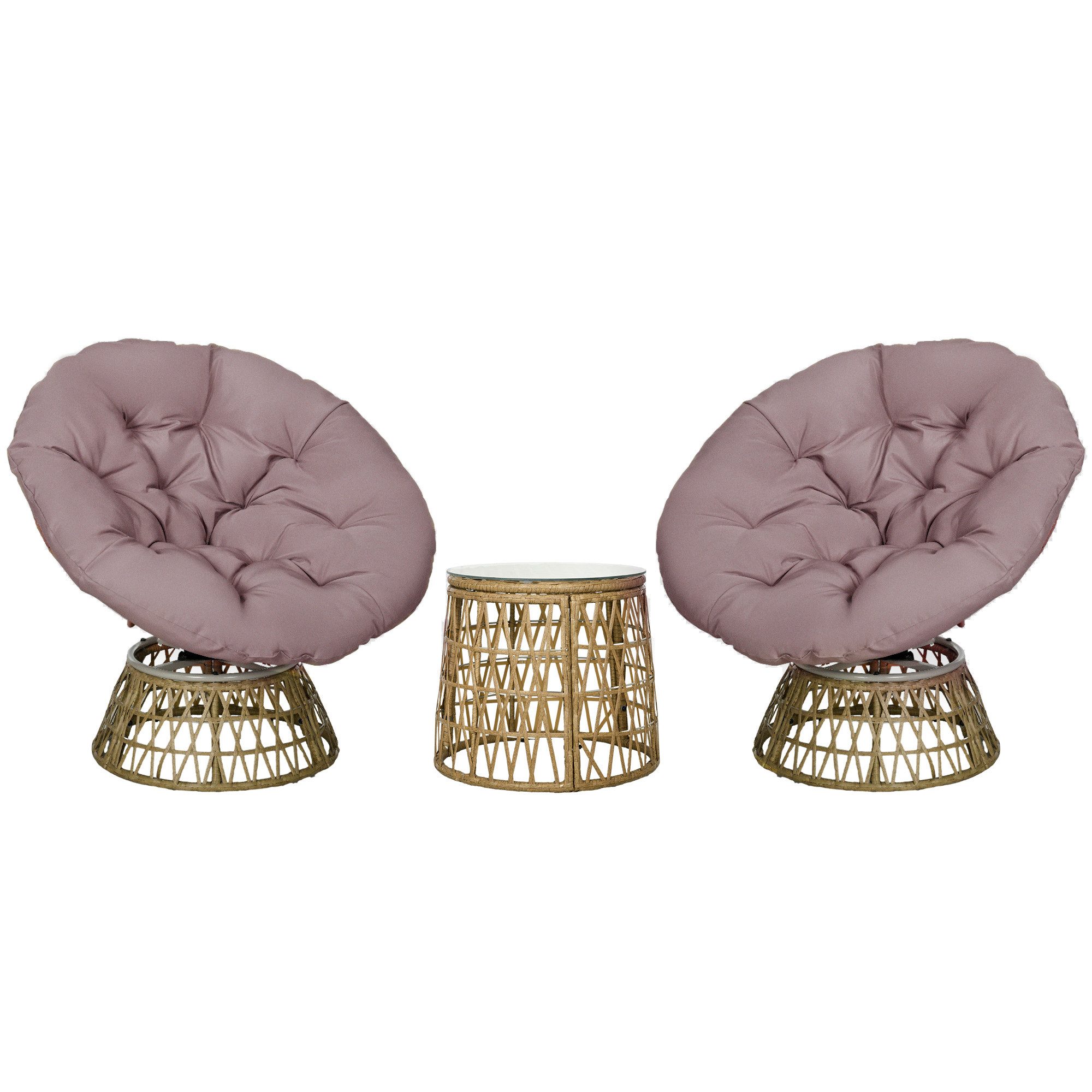Outsunny Gartenlounge-Set Gartenmöbel-Set 3-tlg., Bistro-Set inkl. Couchtis günstig online kaufen