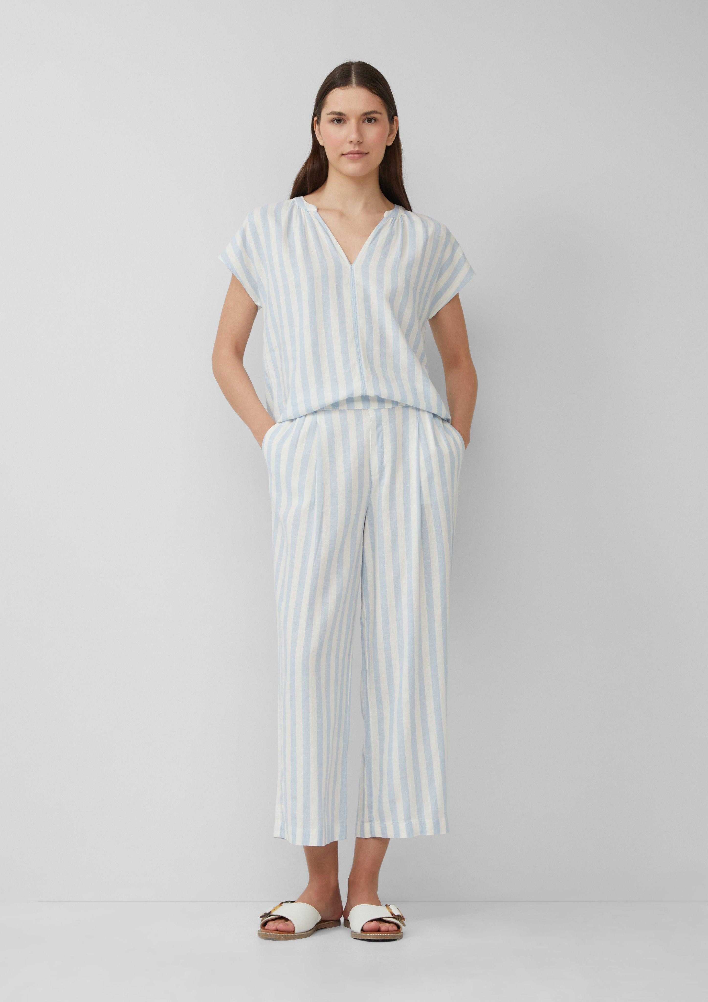 3/4-Hose Culotte aus Leinenmix im Relaxed Fit