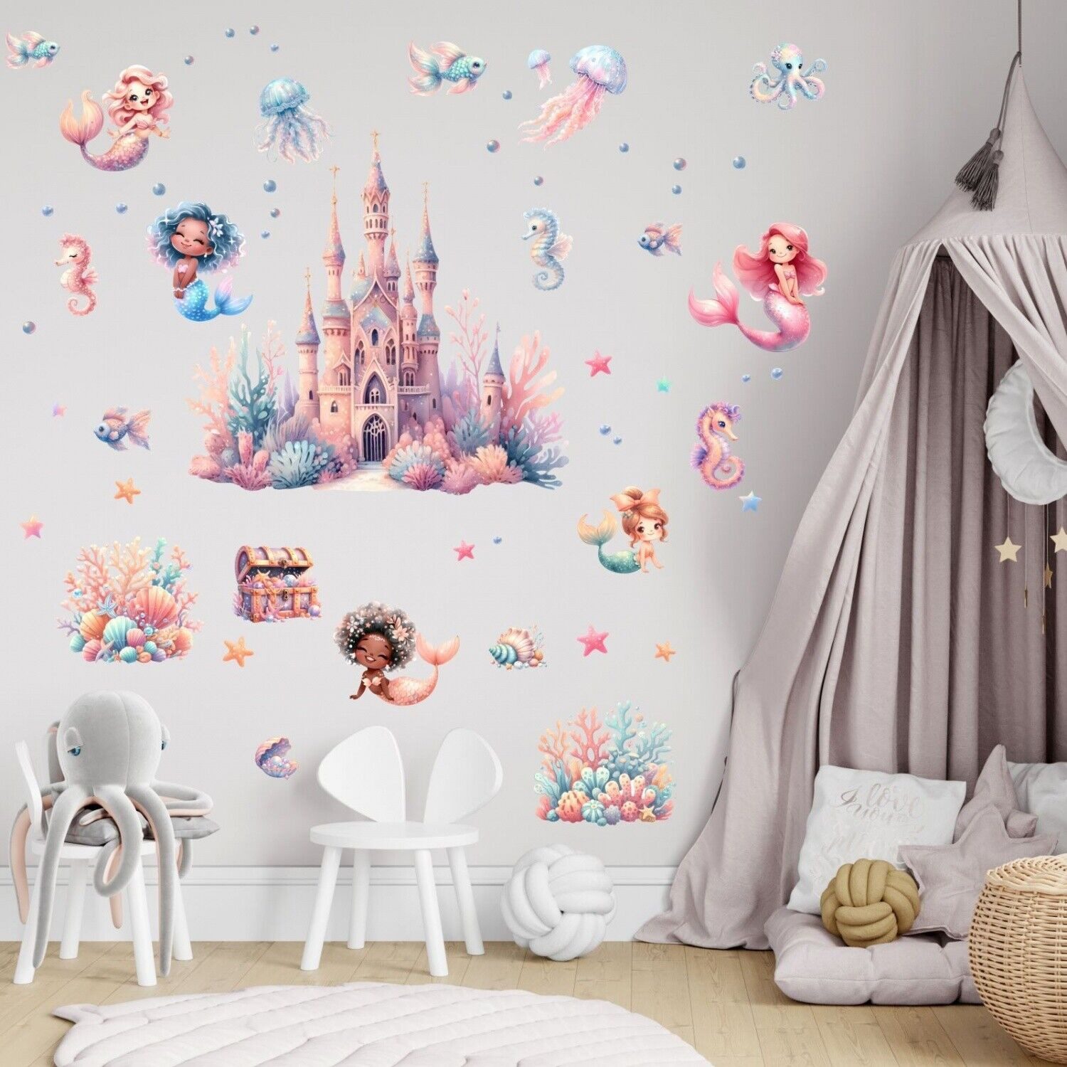 nikima Wandtattoo 265 Wandtattoo Meerjungfrauen Unterwasserschloss (PVC-Fol günstig online kaufen