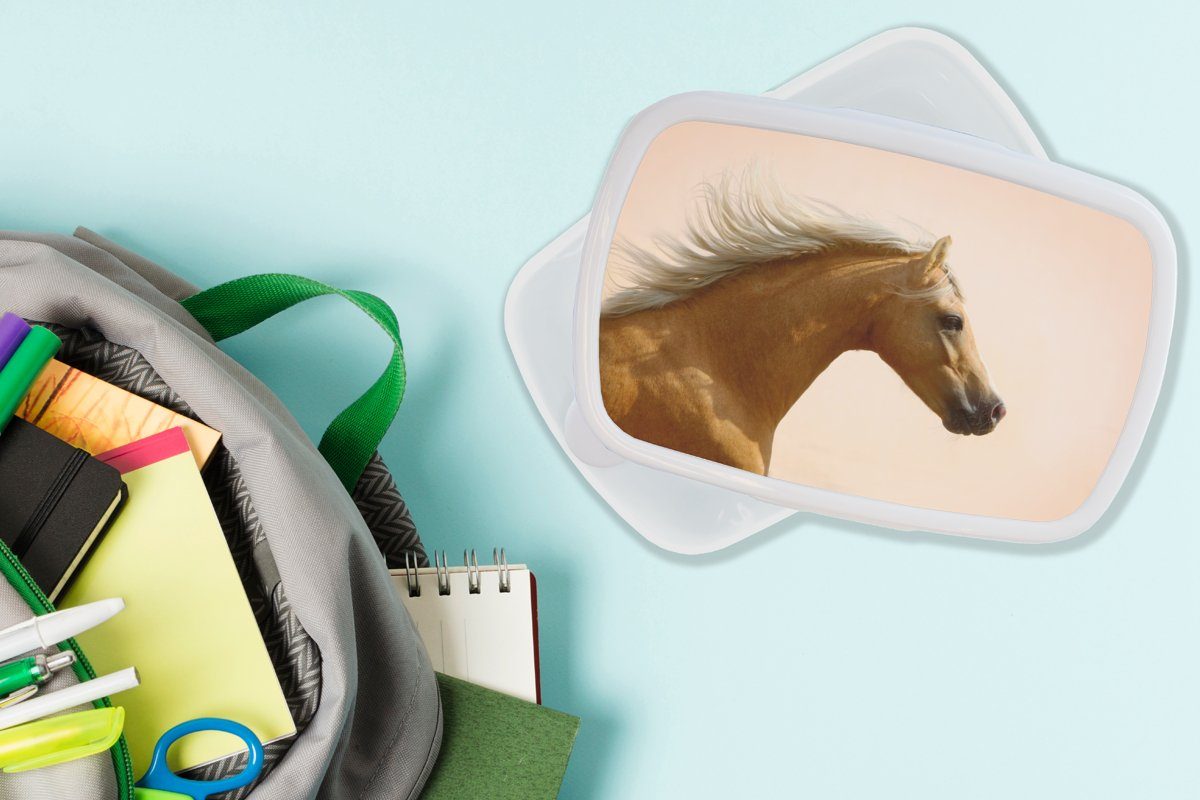 MuchoWow Lunchbox Pferd - Licht für Mädchen Kunststoff, und weiß (2-tlg), Brotdose, - Kinder Brotbox Erwachsene, Luft, und Jungs für