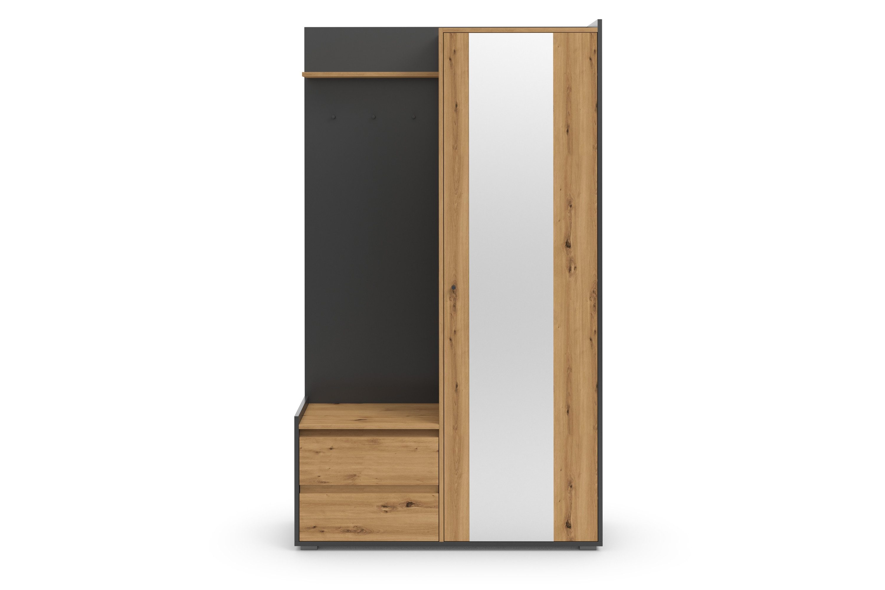 OTTO home Garderobenschrank Kosmo mit Spiegel Maße 118 x 30 cm, Höhe 190 cm, Breite 110 cm