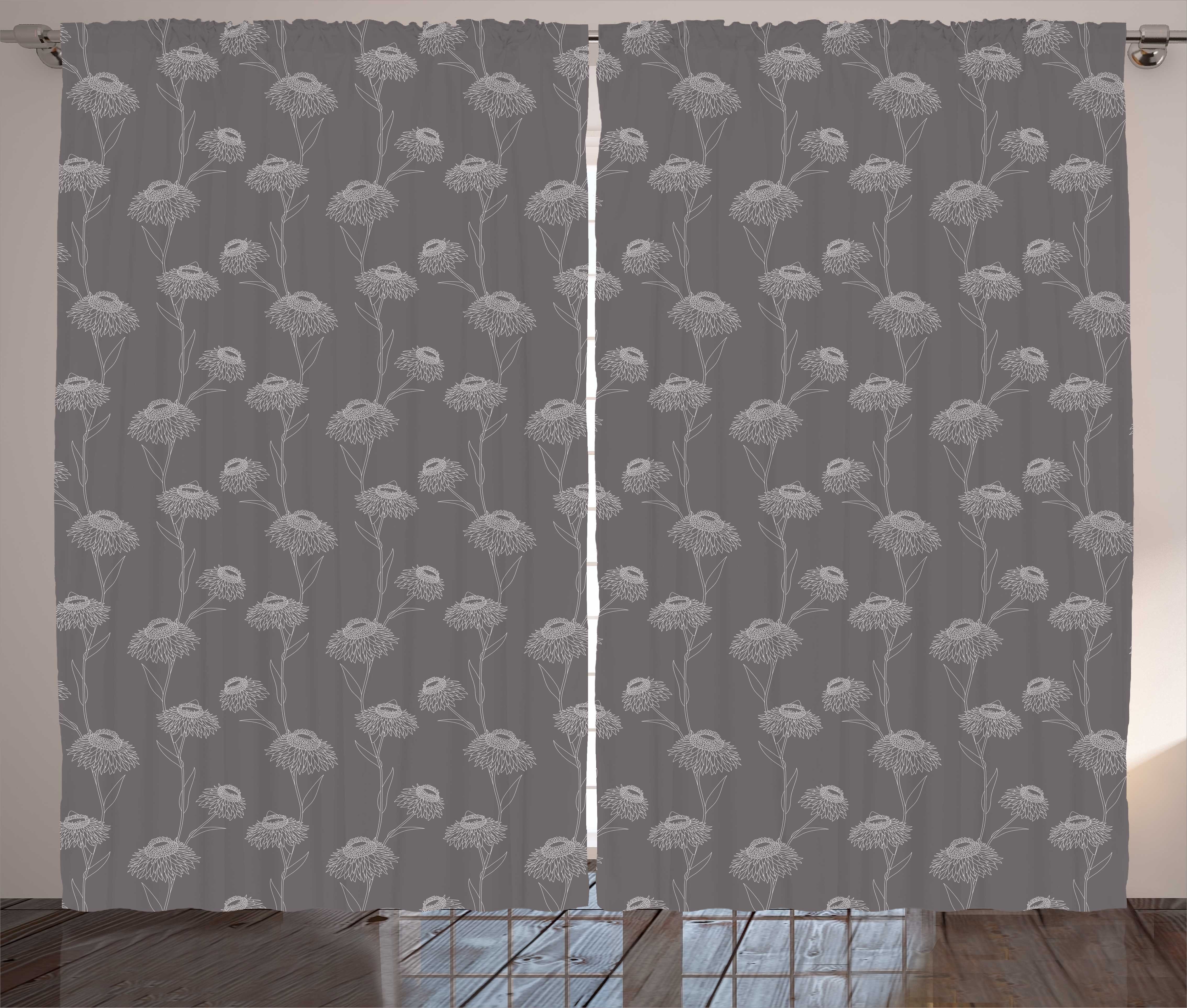 Gardine Schlafzimmer Kräuselband Vorhang mit Schlaufen Chrysanthemum Abakuhaus, Haken, Flowers Taupe und