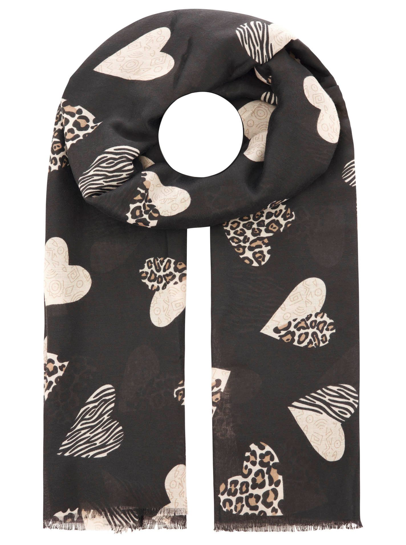 Zwillingsherz Schal "Safari Hearts", angesagtes Herzmuster im Leolook günstig online kaufen