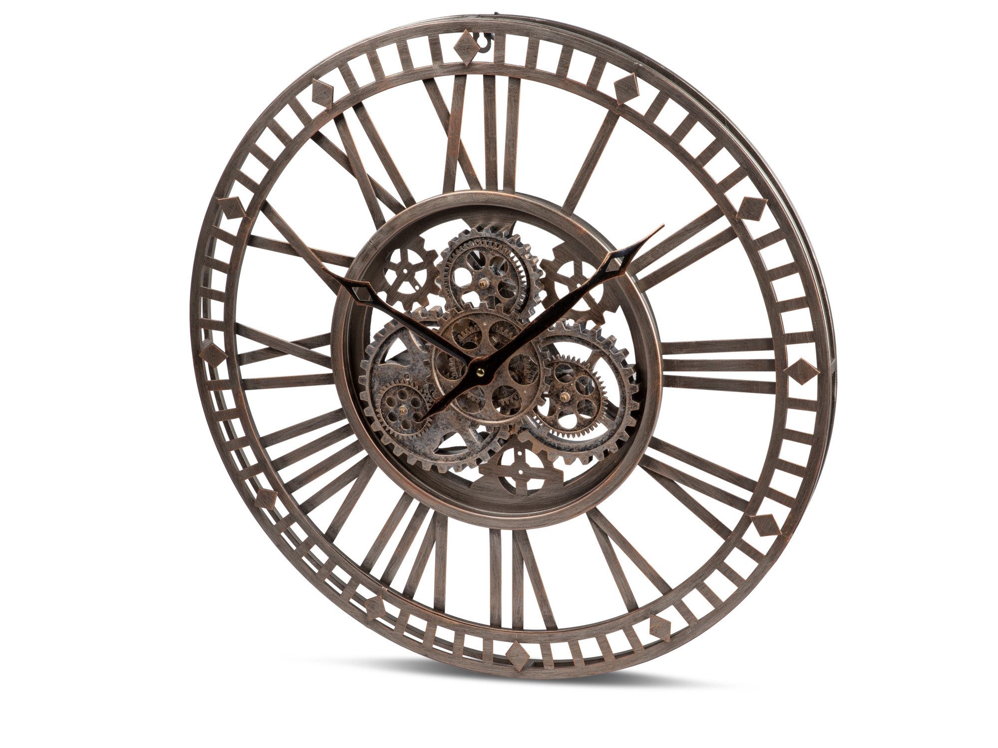 Wanduhr 676122, 60 cm – Skelettierte Metalluhr im Antiklook