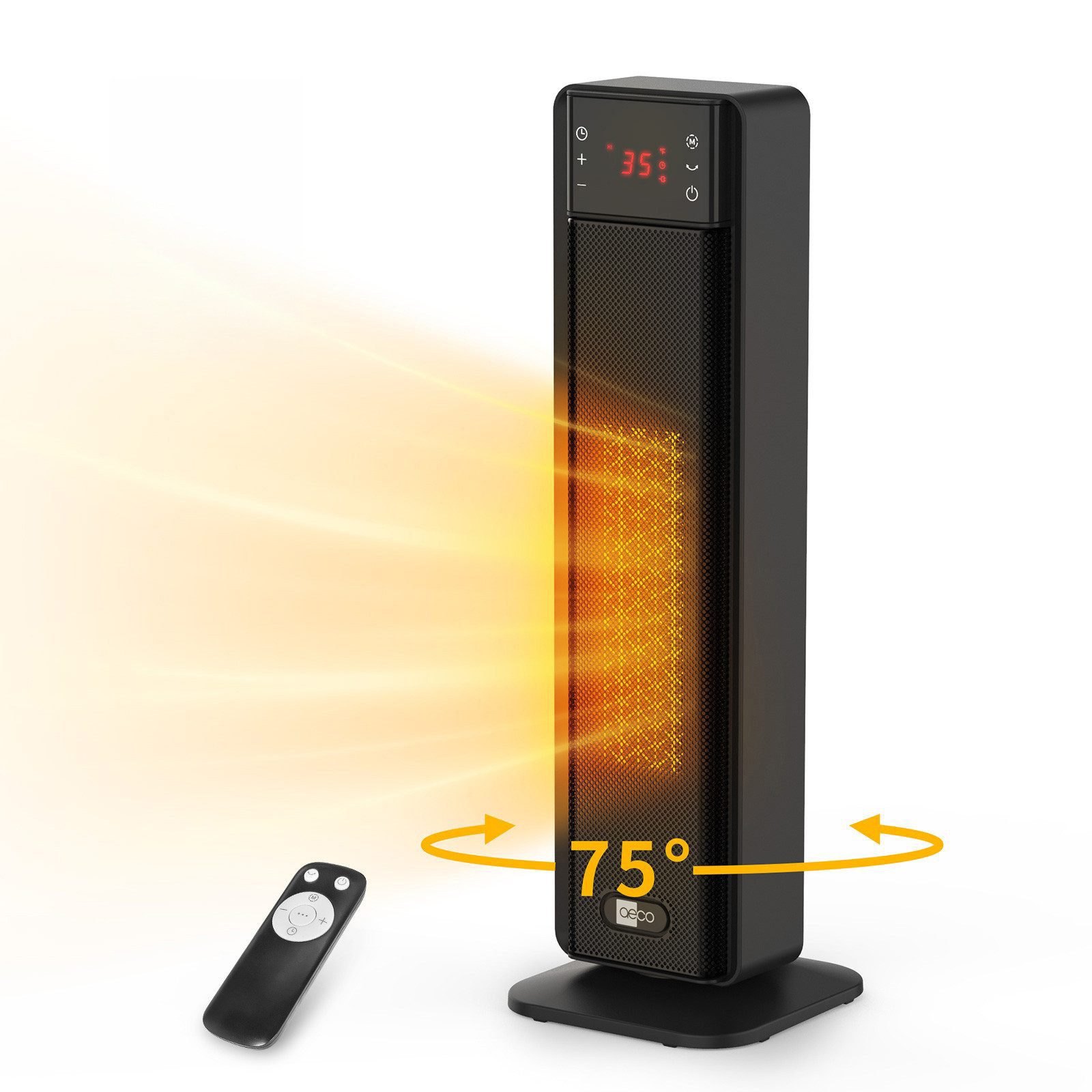 AECO Heizlüfter EcoHeat Boost, Fernbedienung,Lüfterfunktion,Oszillation,LED Touch-Display, 24h-Timer