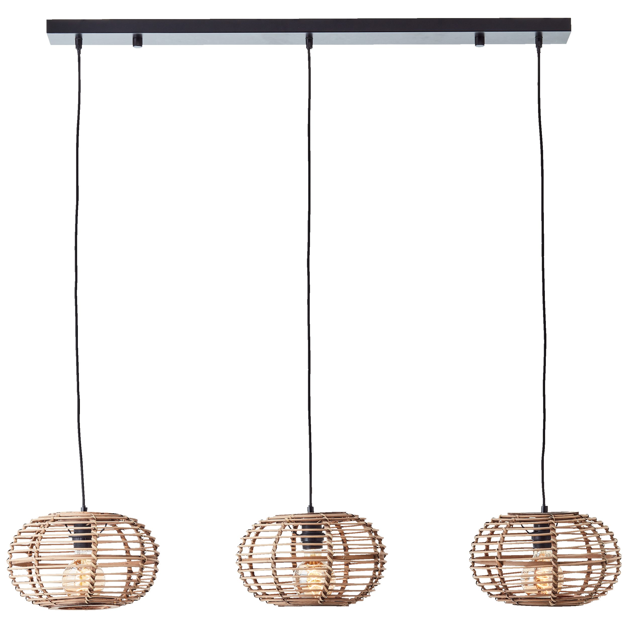 Lightbox Pendelleuchte, ohne Leuchtmittel, 3 flammige Bambus Hängelampe, Balken, max. 40 W, 142 x 111 cm