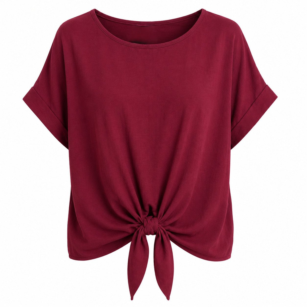 ITALY VIBES Kurzarmbluse - sommerliche Bluse - Blusenshirt Damen mit Knotendetail ONE SIZE / passend für Größe S - L