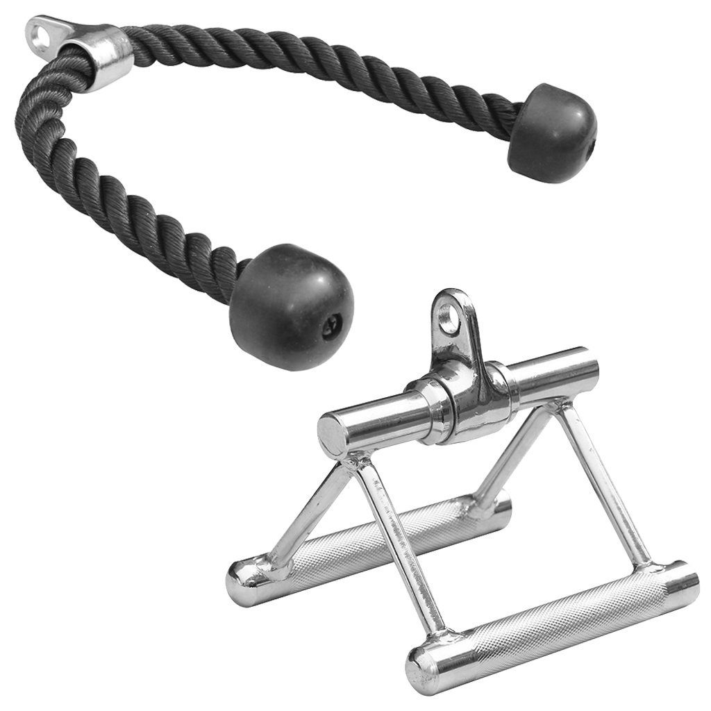 Sporttrend 24 Trainingshilfe Seilzug Set - Parallelgrifft + Trizeps Seil