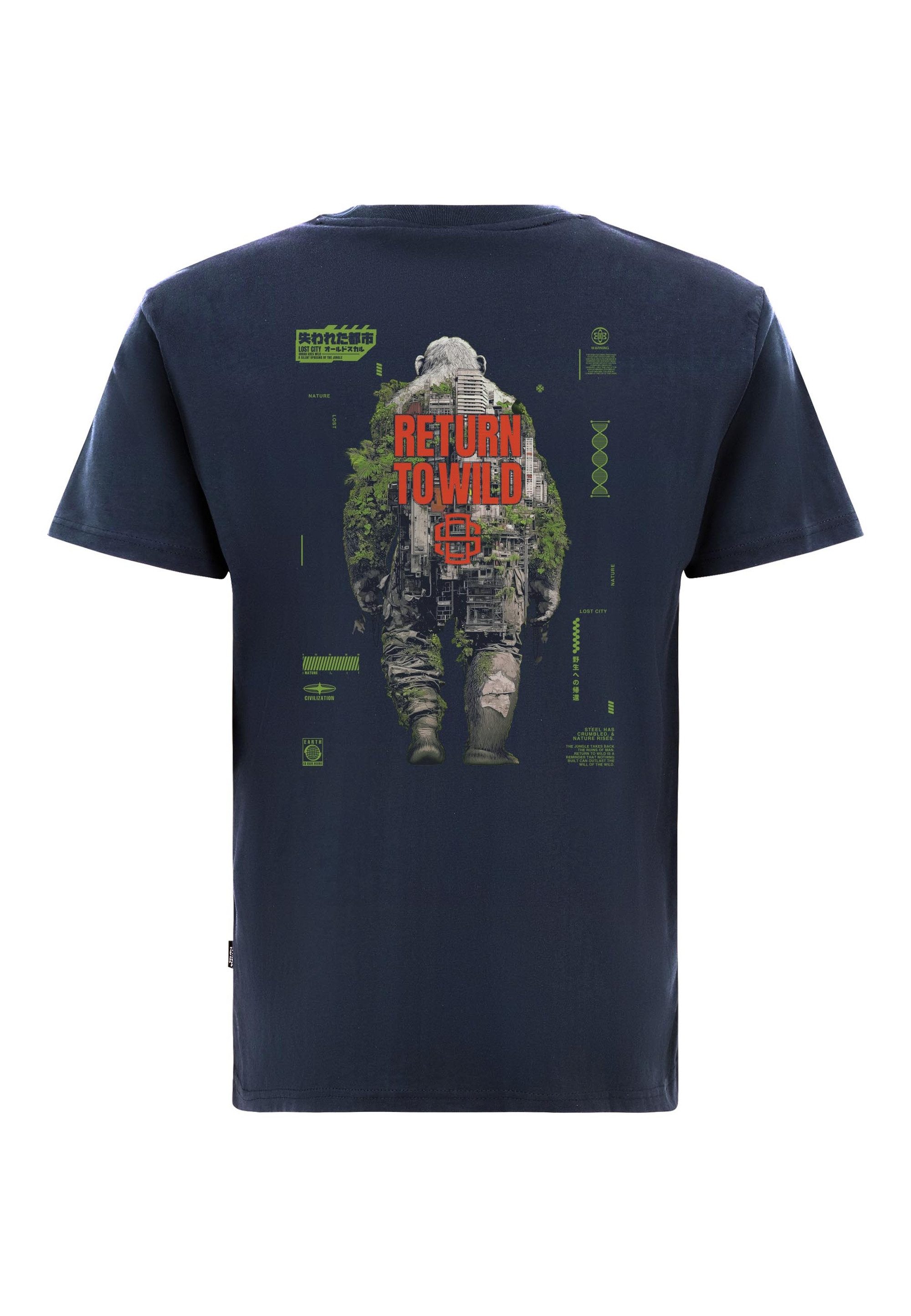 Oldskull T-Shirt Wrldvibe Urban Jungle Graphic mit modernem, lebendigem Backprint