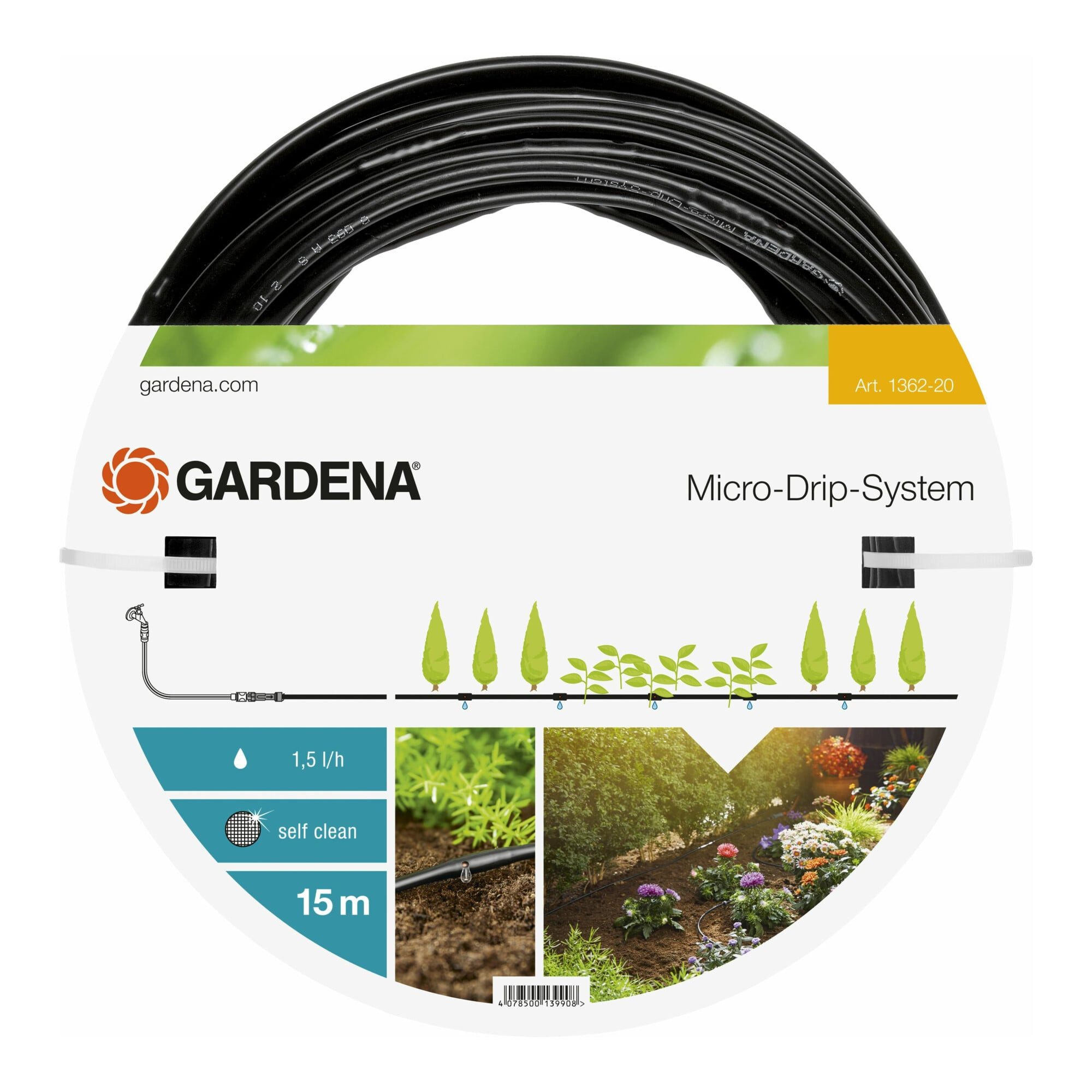 Bewässerungssystem GARDENA Micro-Drip-System Tropfrohr oberirdisch 4,6 mm (3/16), 1,5 l/