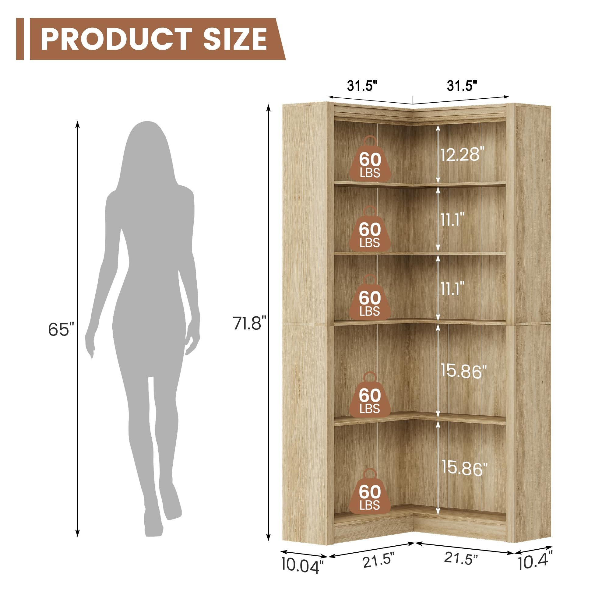 GarveeMore Bücherregal Eckregal Bücherregal 5-stöckiges L-förmiges Regal Gr günstig online kaufen