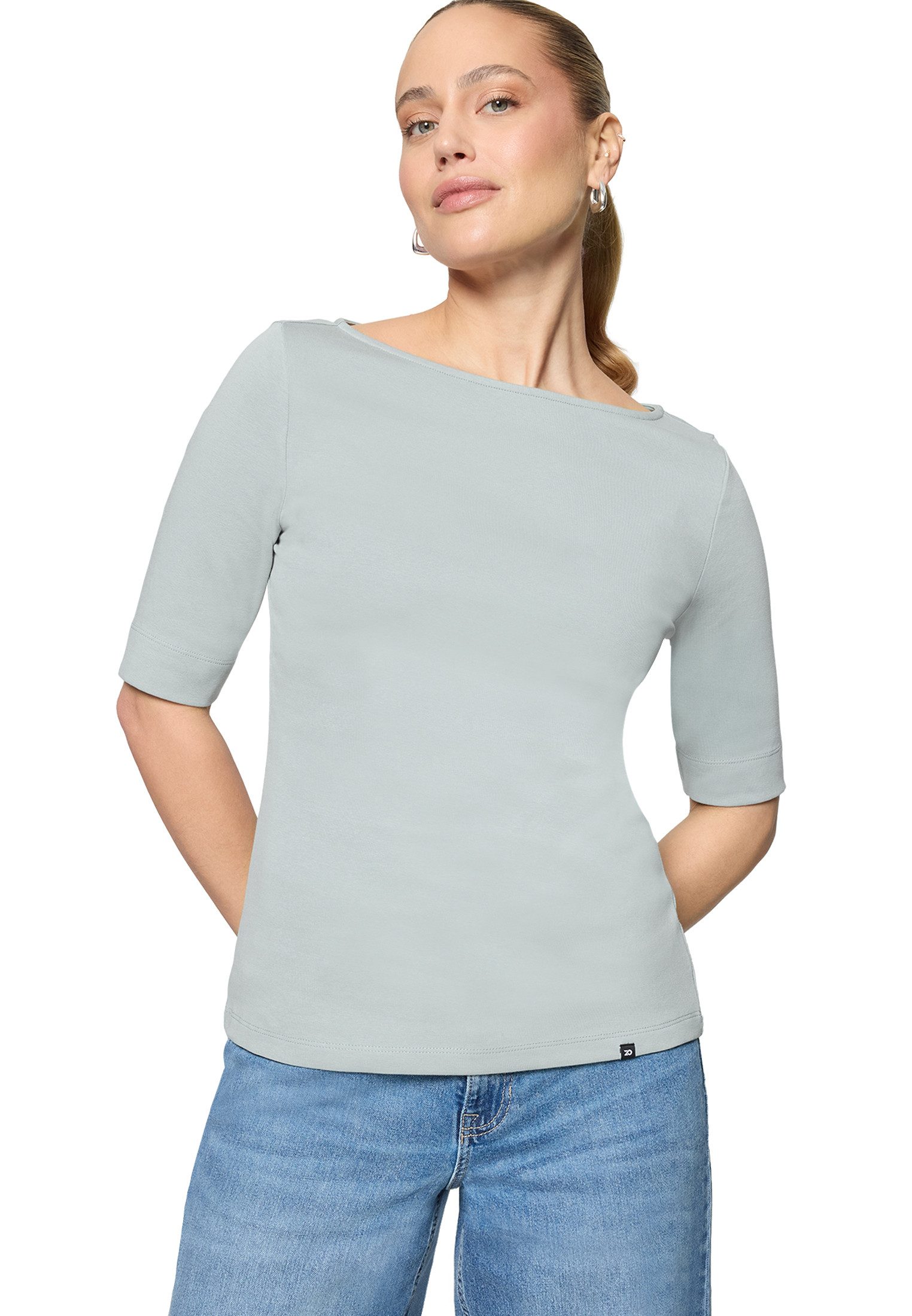 Zero Kurzarmshirt Damen Shirt mit U-Boot-Ausschnitt (1-tlg) Plain/ ohne Det günstig online kaufen