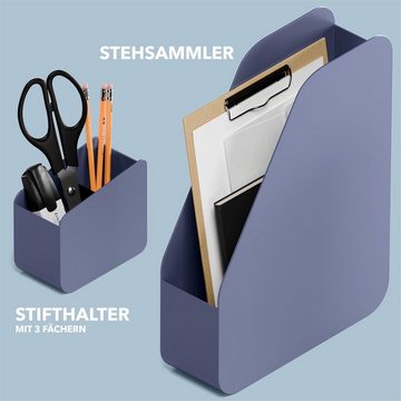 Organizer Blau, Design Bürobedarf, Desktop-Set, Stiftehalter Ablage (Premium Dokumentenhalter aus recyceltem Material)