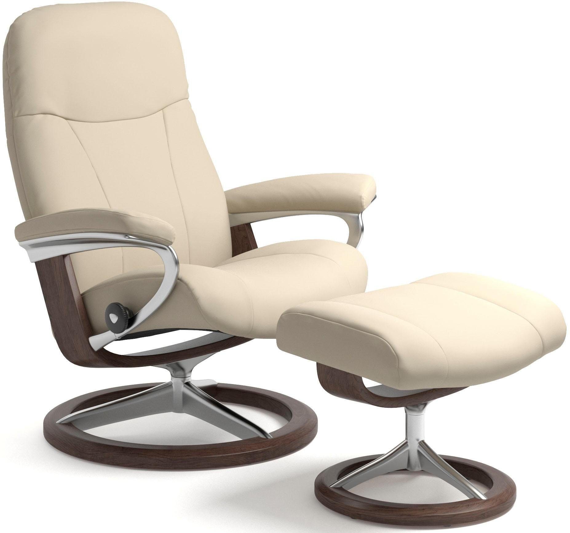 Stressless® Relaxsessel Garda (Set, Relaxsessel mit Hocker), mit Hocker, mit Signature Base, Größe M, Gestell Wenge cream BATICK