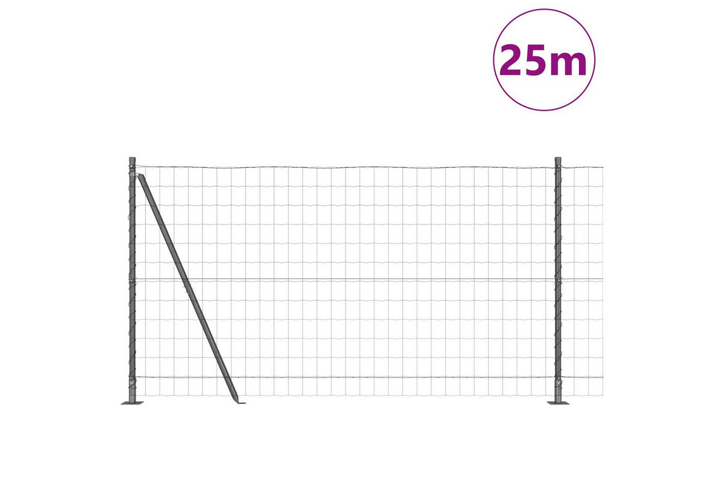 Thumbnail - vidaXL Gartenzaun Euro Zaun mit 13 Flanschelementen 1,2 x 25 m Verzinkter Stahl, (2-St)