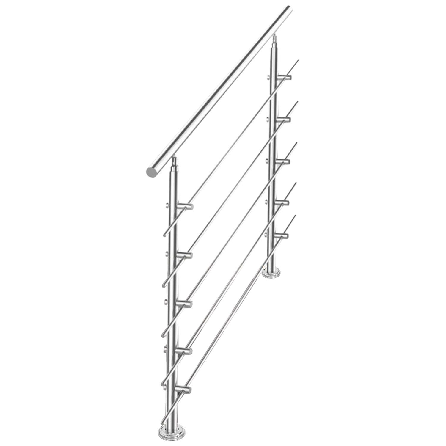 Clanmacy Treppengeländer Geländer Edelstahl Handlauf 80-160cm 0-5 Querstreb günstig online kaufen