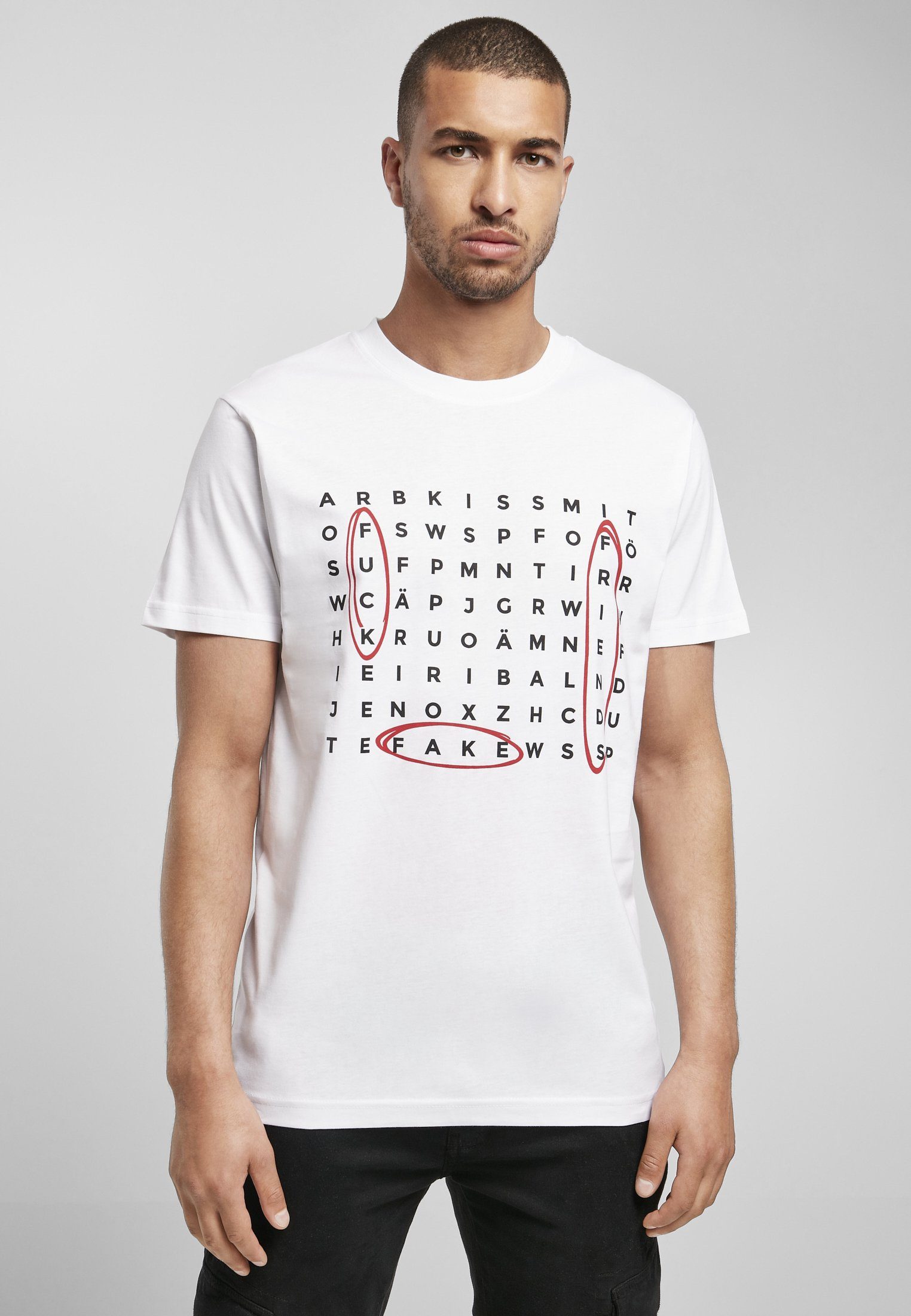 Mister Tee MisterTee Kurzarmshirt Herren Crossword Tee (1-tlg)