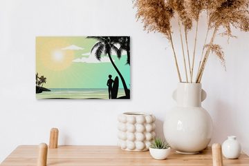 OneMillionCanvasses® Leinwandbild Meer - Surfen - Sonne - Palme, (1 St), Wandbild Leinwandbilder, Aufhängefertig, Wanddeko, 30x20 cm