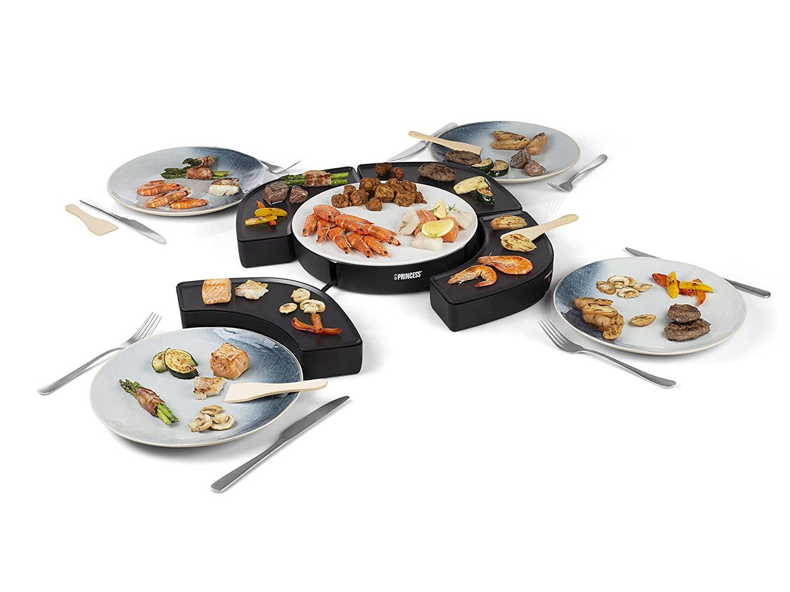 PRINCESS Teppanyakigrill, 1000 W, Japanischer Elektro Tischgrill für 2-4 Personen Grillplatte 30x10cm