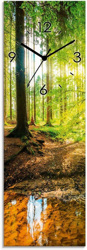 Artland Wanduhr Wald mit Bach (wahlweise mit Quarz- oder Funkuhrwerk, lautlos  ohne Tickgeräusche), Moderne Wanduhr mit gut ablesbarem Zifferblatt, 20x60  cm