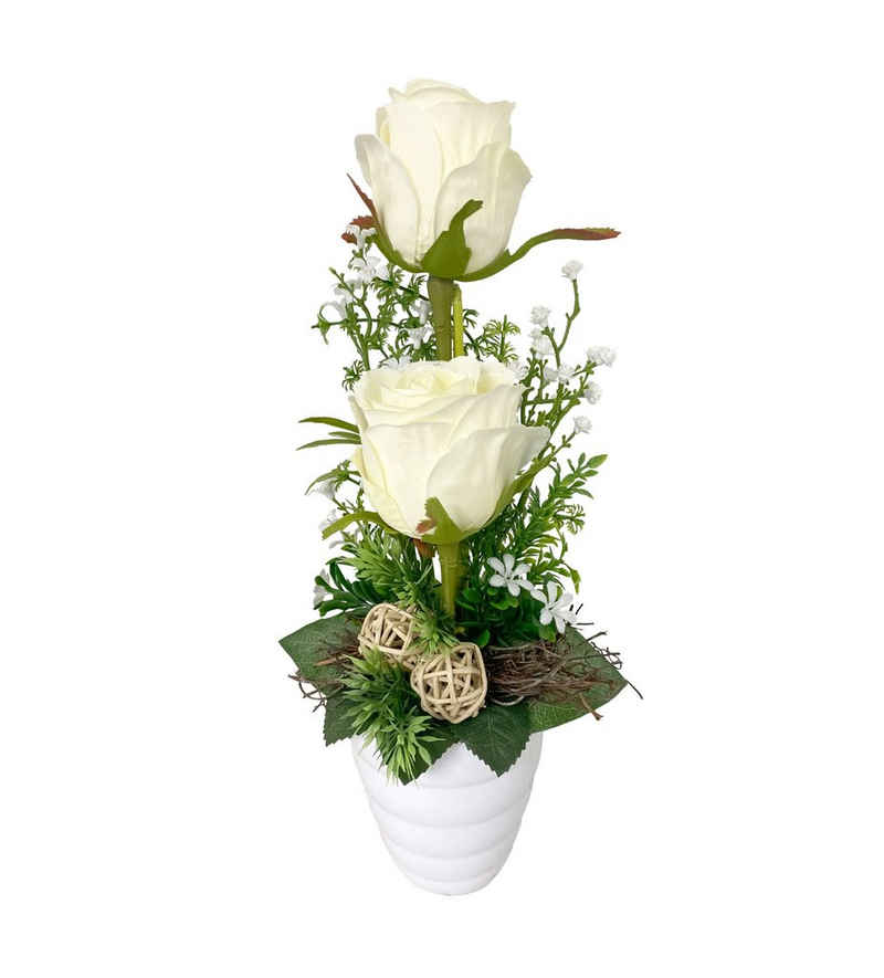 Gestecke Blumengesteck Tischdeko Hochzeit Gestecke aus Kunstblumen 76 Rosen Künstlich, PassionMade, Höhe 37 cm, im Topf