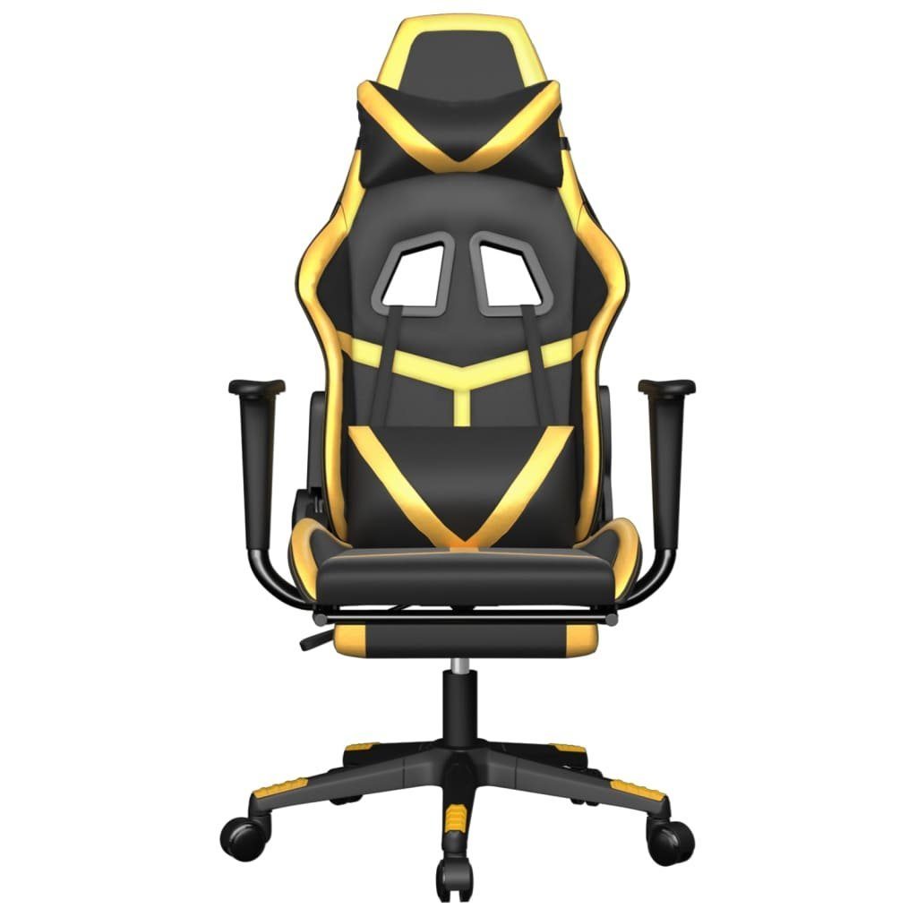 furnicato Gaming-Stuhl mit Fußstütze (1 Schwarz Golden und Kunstleder St)