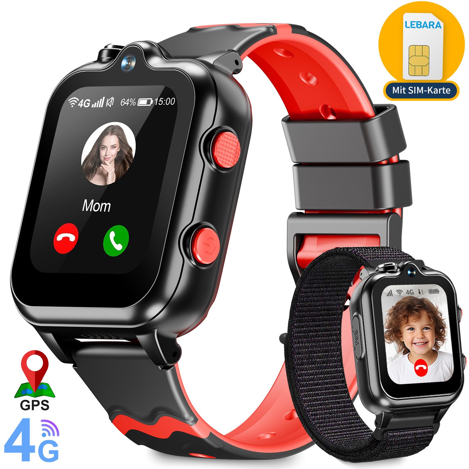 Ralio 2025 Neue Smartwatch Kinder mit GPS, 2 Kameras, 4G Telefonfunktionen Smartwatch (GPS Tracker mit SOS-Schulmodell,Schulmodus,Videoanrufen Kinderuhr cm/1,69 Zoll), Geeignet für Jungen und Mädchen im Alter von 5-16 Jahren