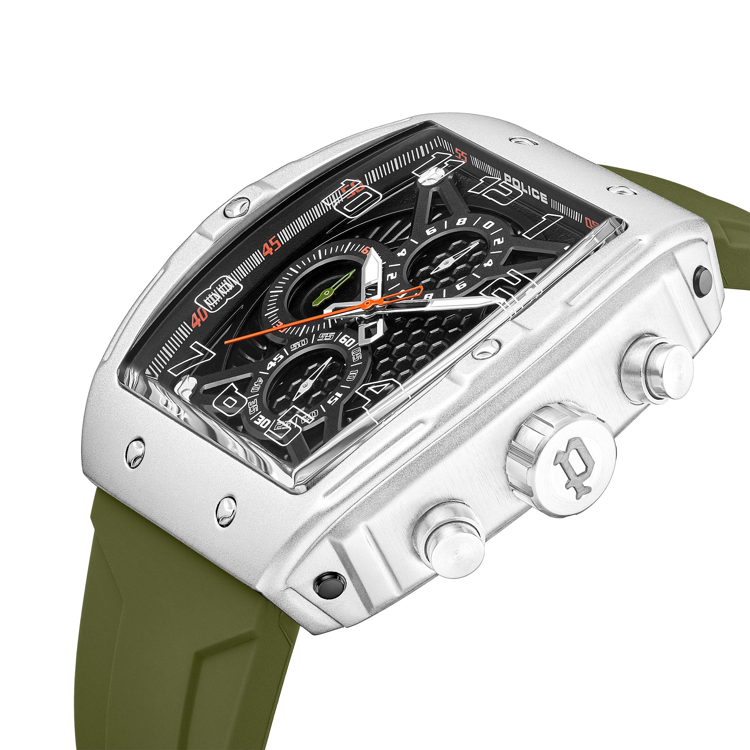 Police Chronograph Coswig PEWGO0063104, Quarzuhr, Armbanduhr, Herrenuhr, Silikonarmband, analog, Tag